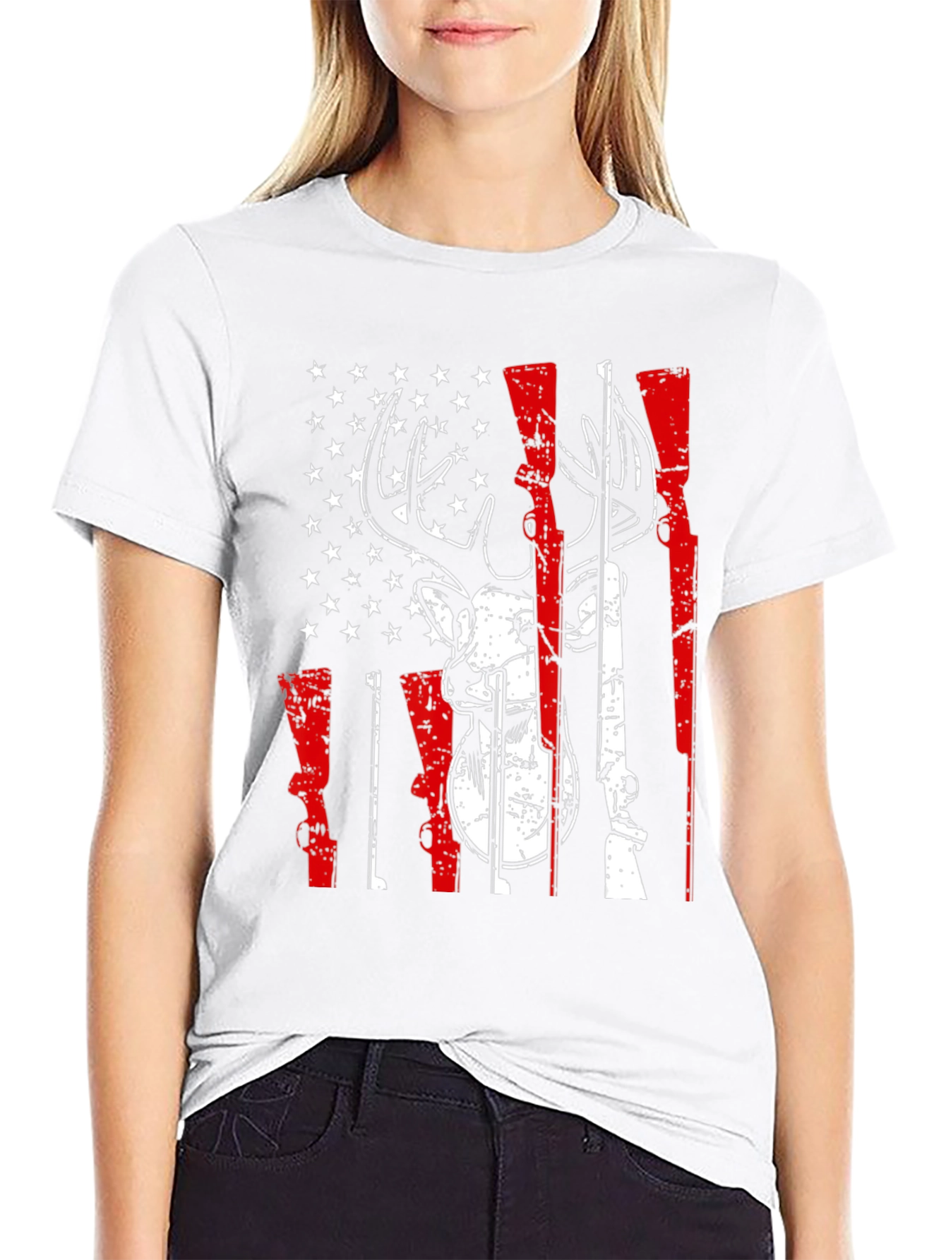 American Flag Deer Hunting Graphic Tee