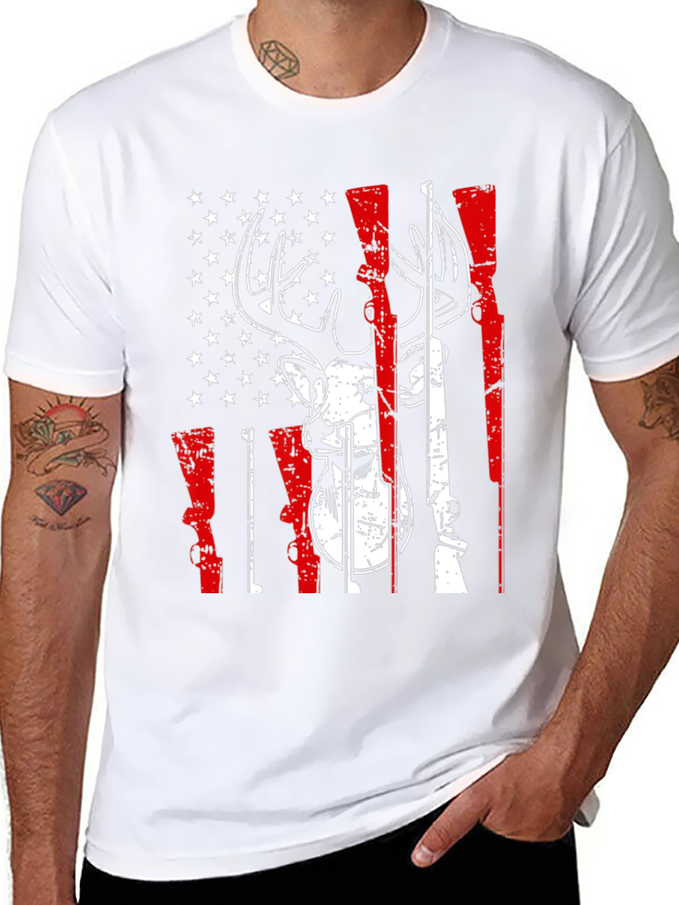 American Flag Deer Hunting Graphic Tee