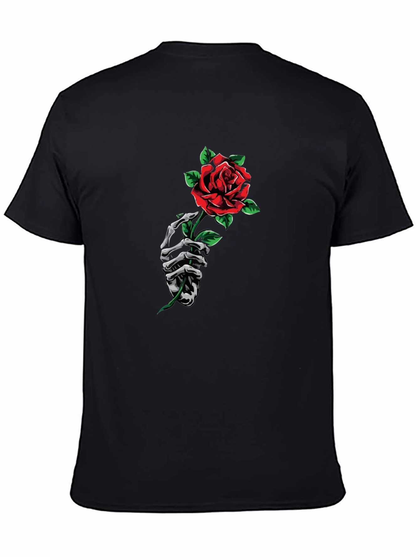 Skeleton Hand Rose Graphic Tee - Black T-Shirt