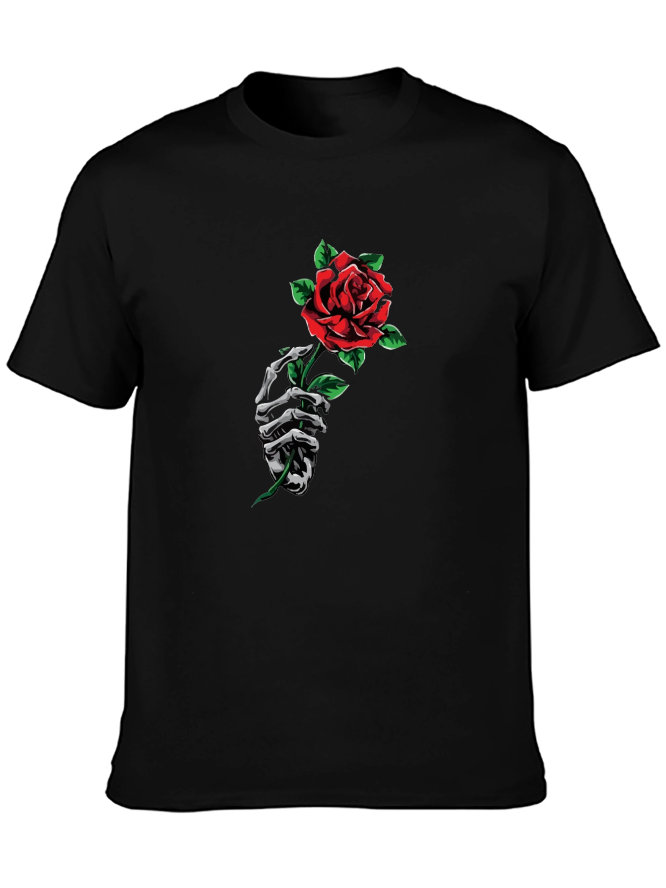 Skeleton Hand Rose Graphic Tee - Black T-Shirt
