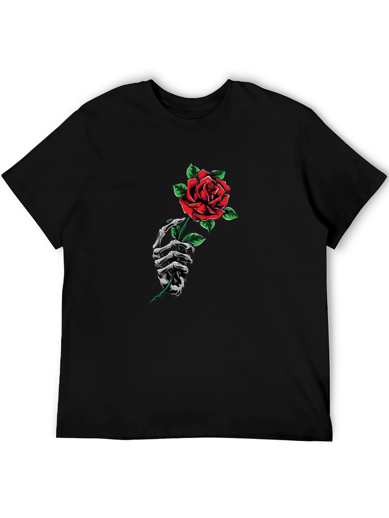 Skeleton Hand Rose Graphic Tee - Black T-Shirt