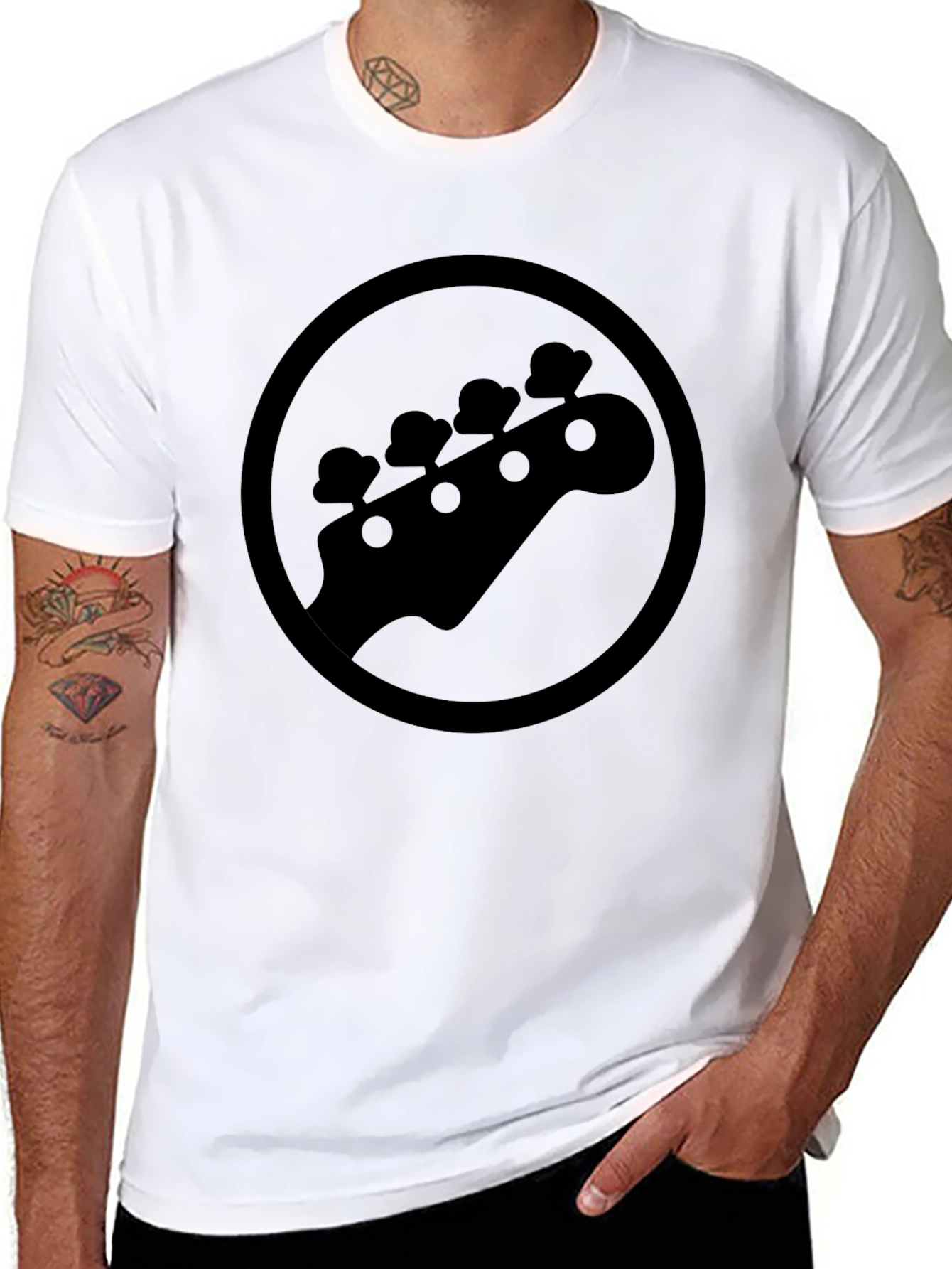 Bass Guitar Headstock T-Shirt - Black