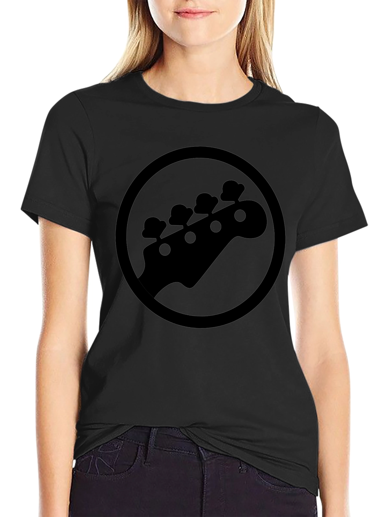Bass Guitar Headstock T-Shirt - Black