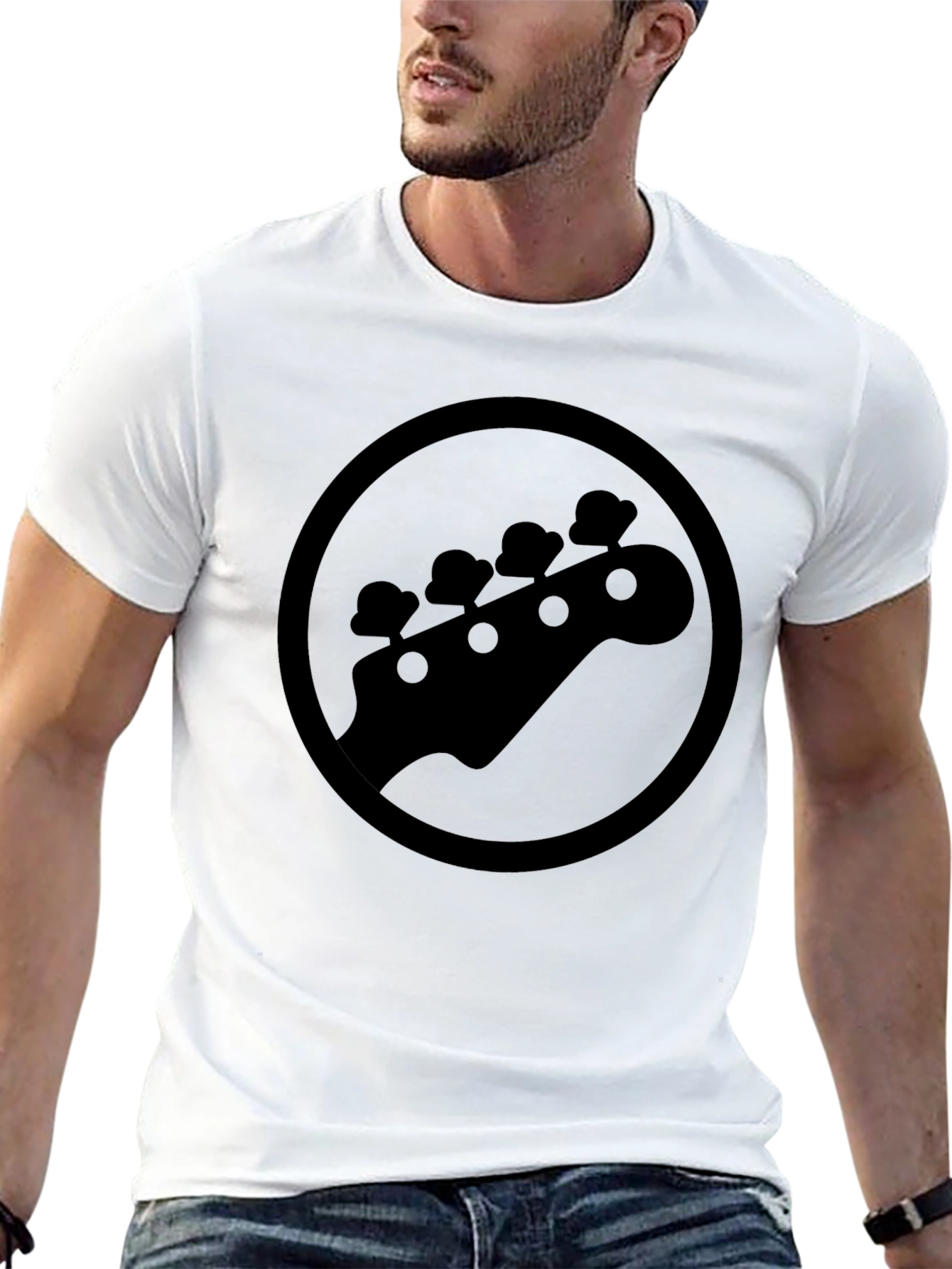 Bass Guitar Headstock T-Shirt - Black