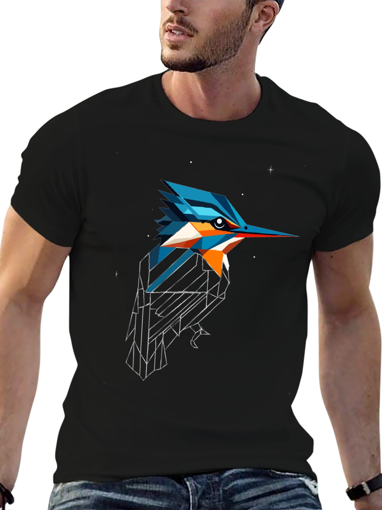Geometric Kingfisher Graphic Tee