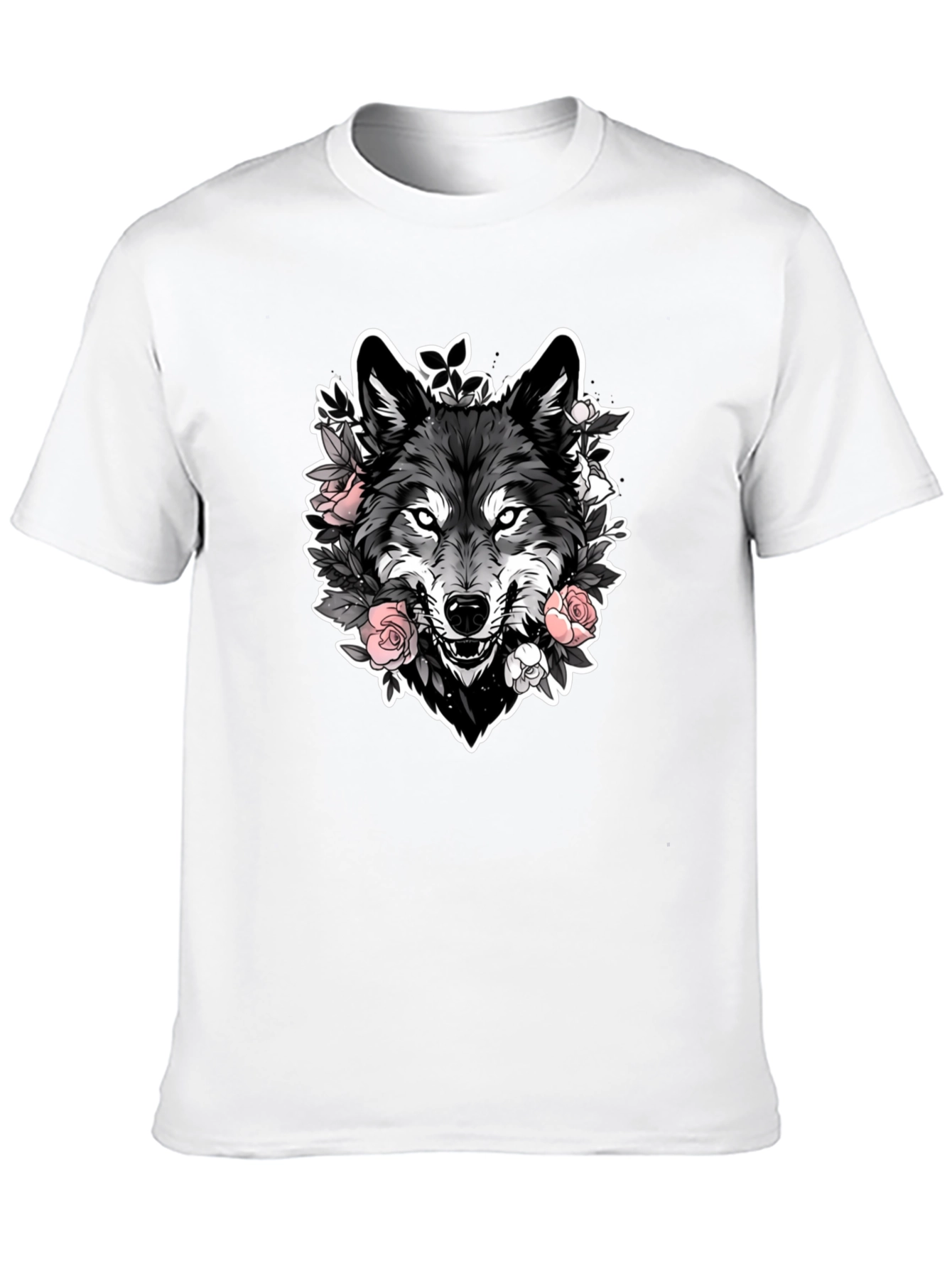 Wolf & Roses Graphic Black T-Shirt