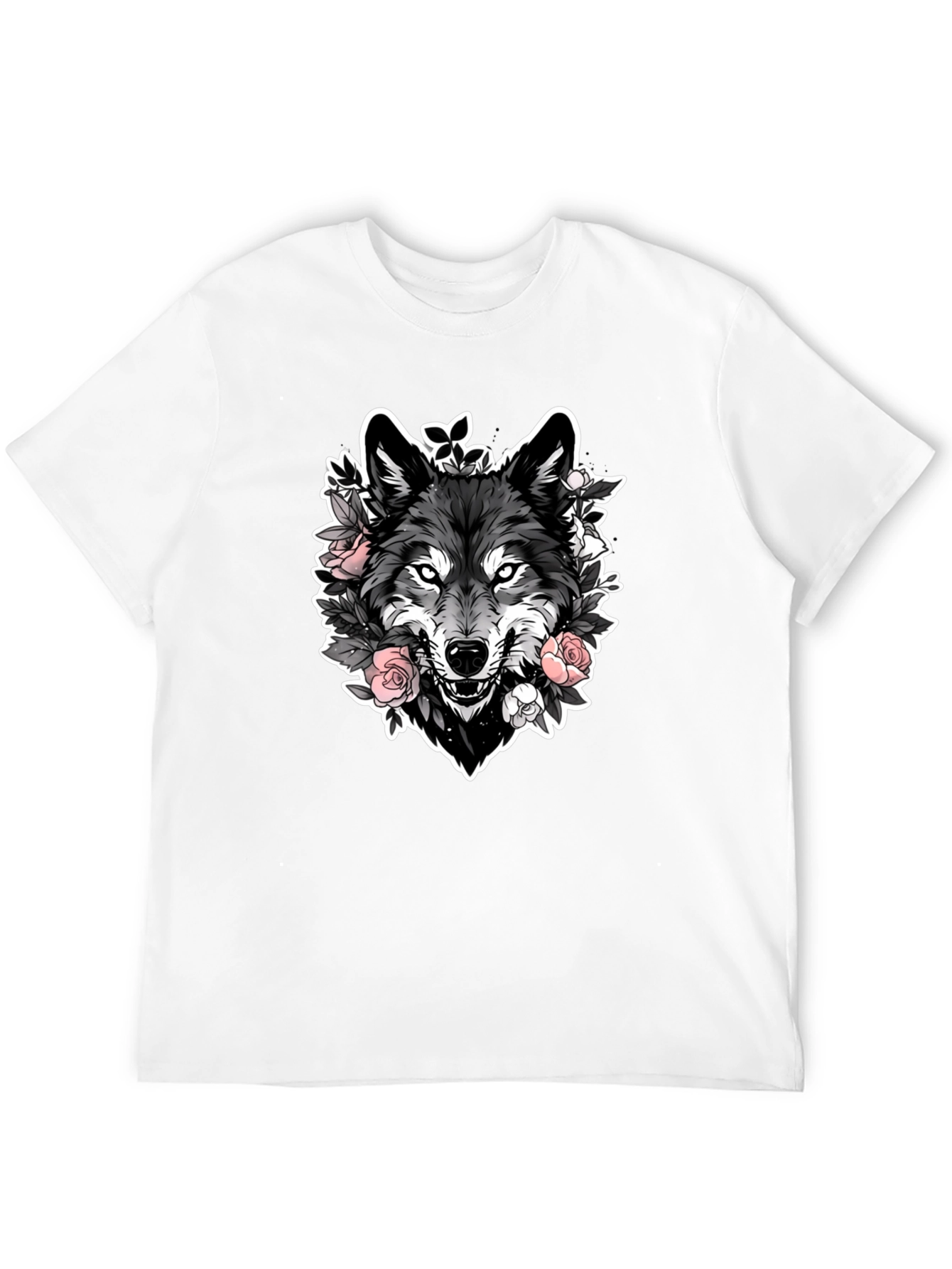 Wolf & Roses Graphic Black T-Shirt