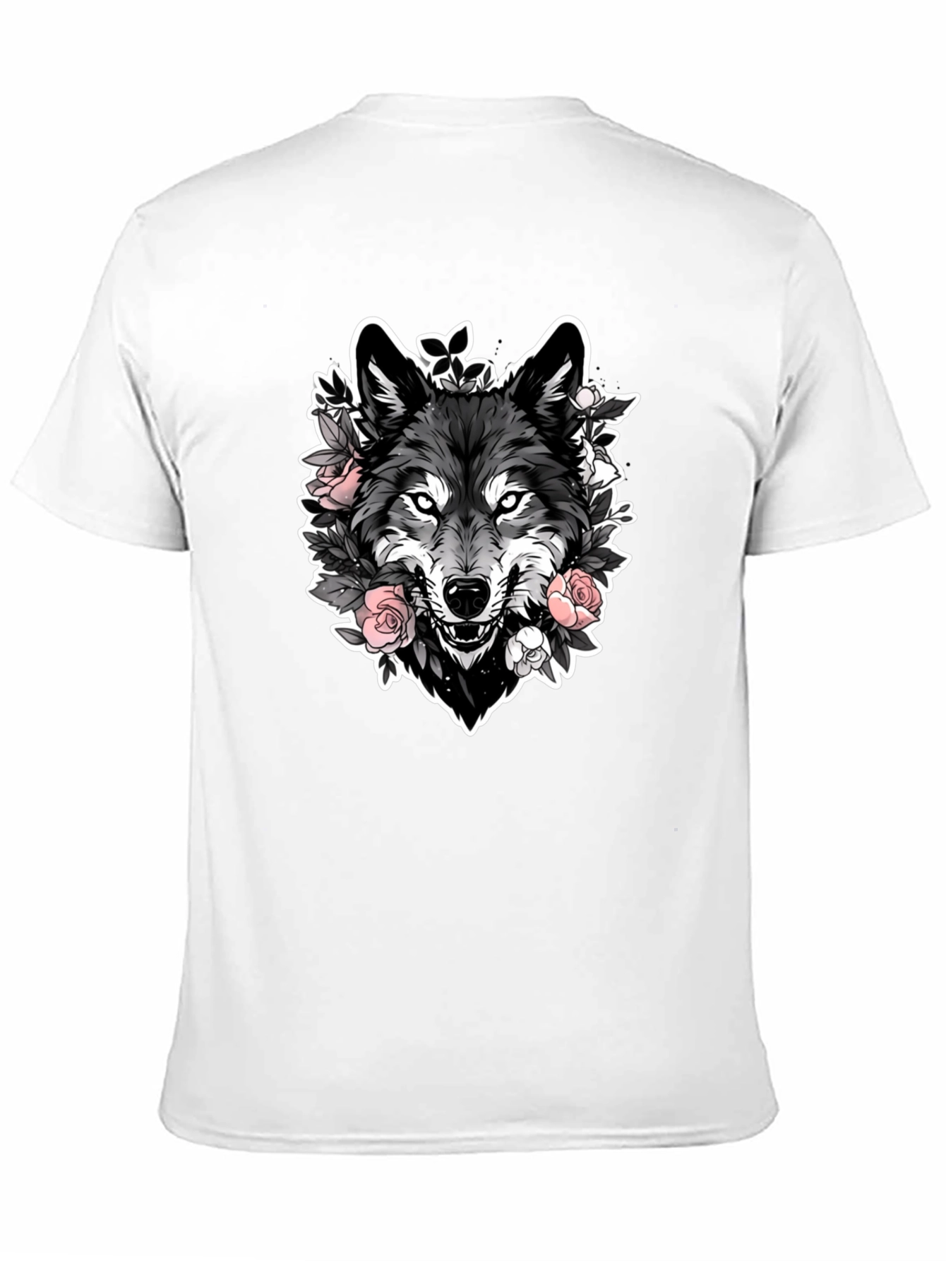 Wolf & Roses Graphic Black T-Shirt