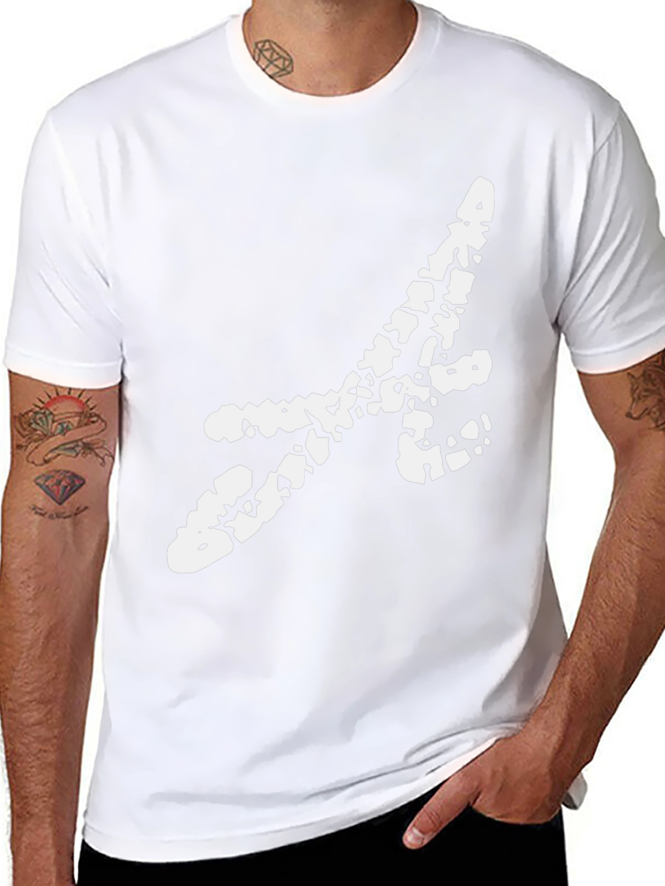 Black Tee with Abstract White Initial Design