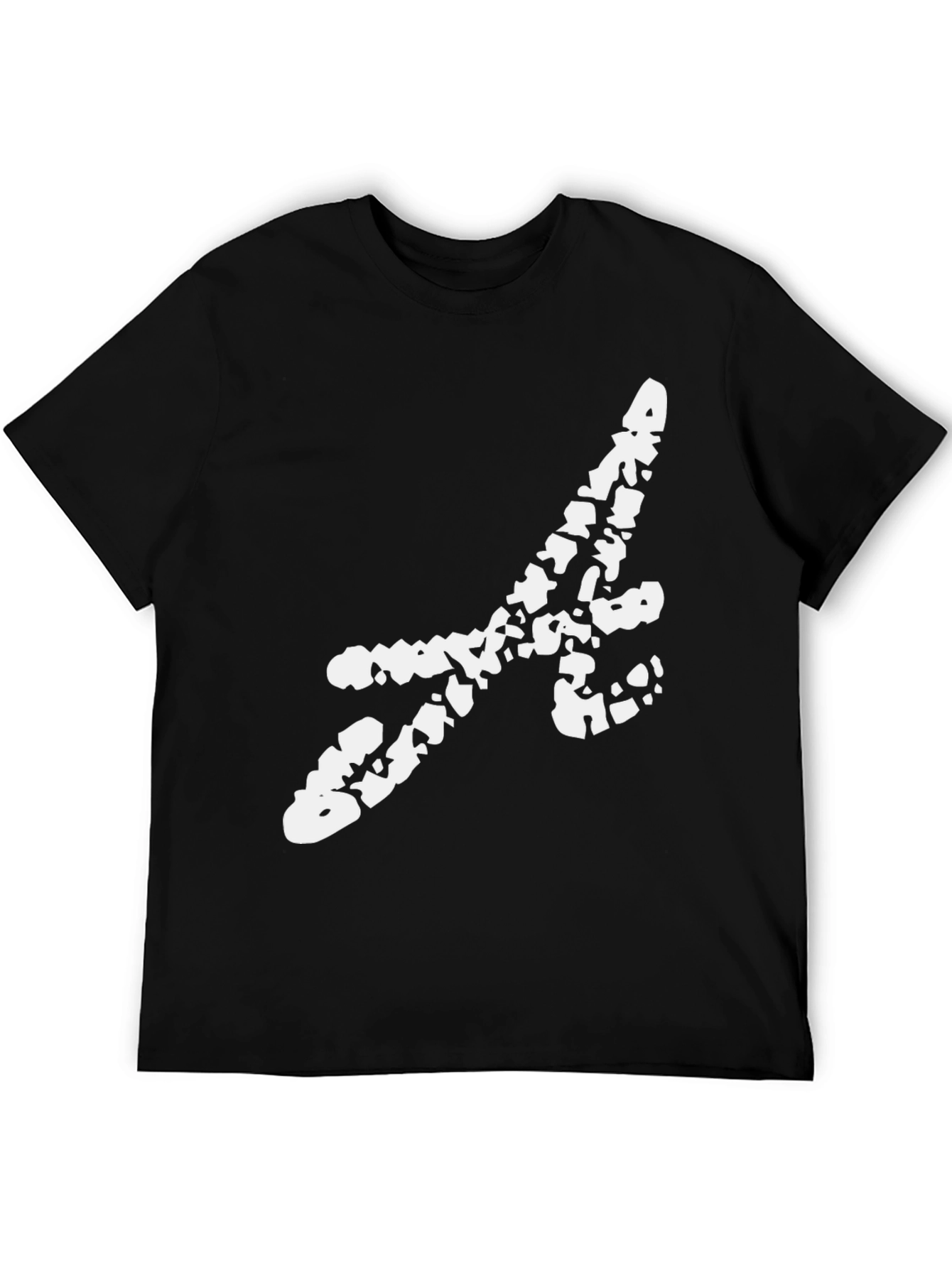 Black Tee with Abstract White Initial Design