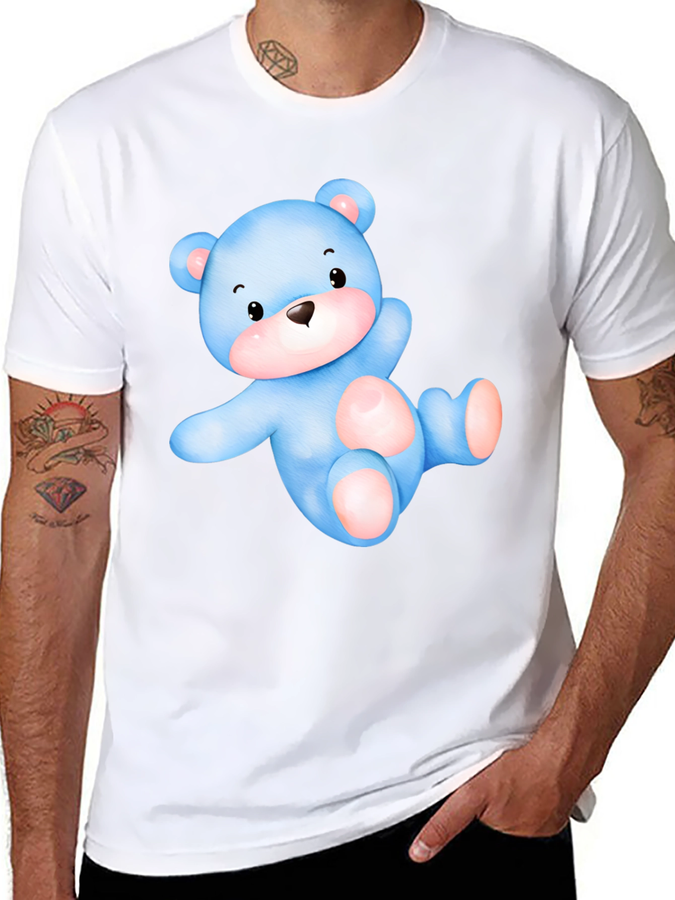 Cute Blue Teddy Bear Graphic Tee