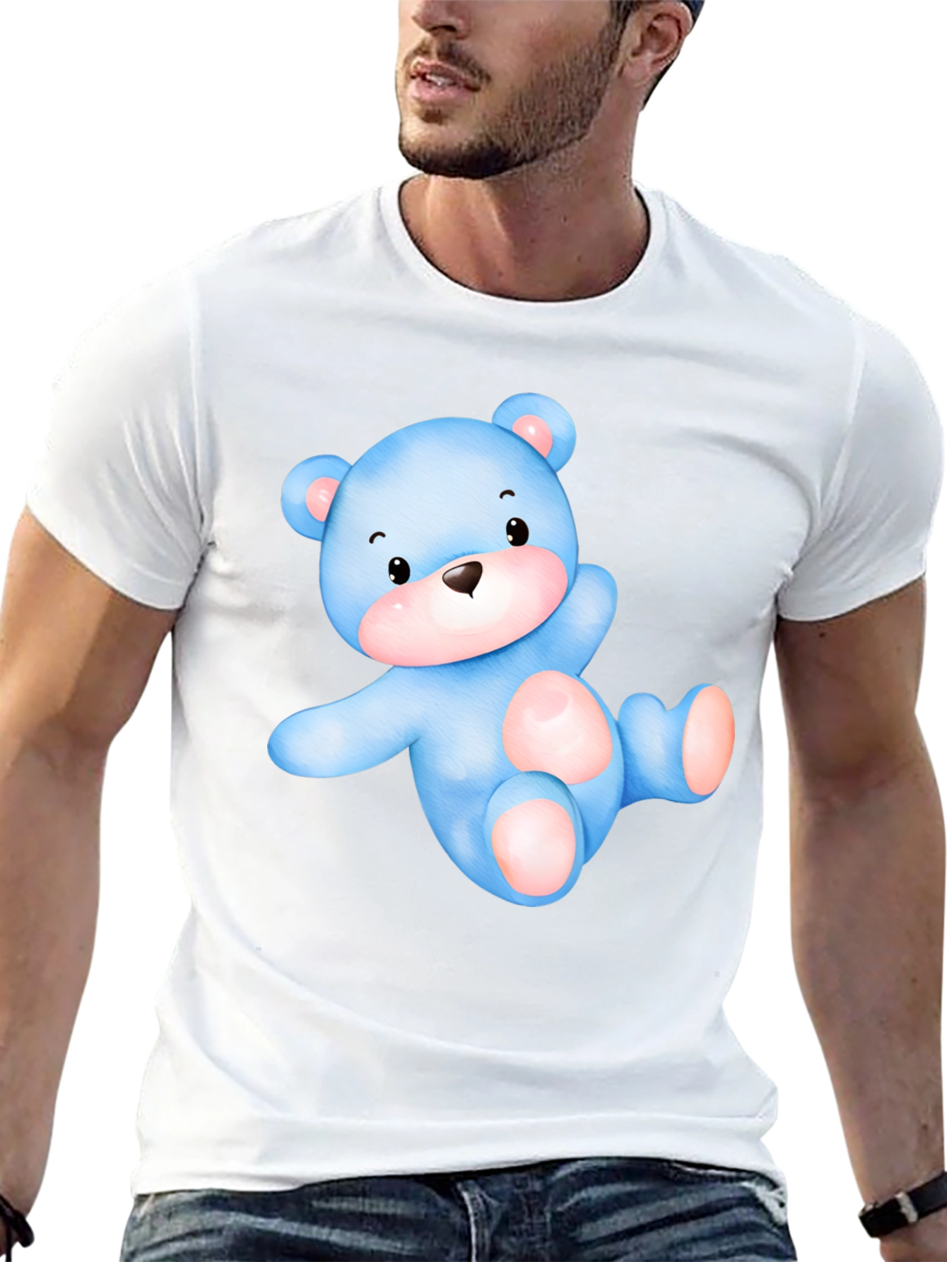 Cute Blue Teddy Bear Graphic Tee