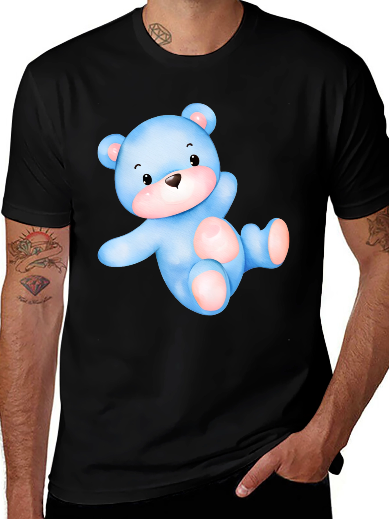 Cute Blue Teddy Bear Graphic Tee