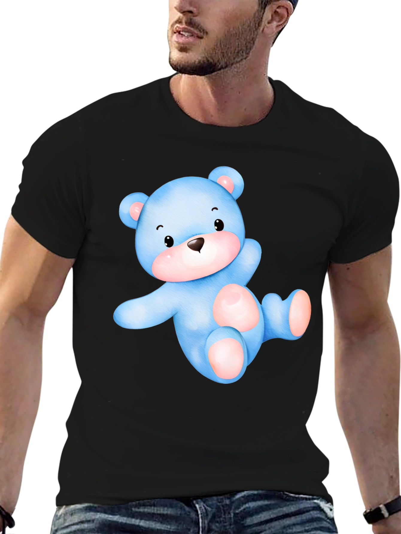 Cute Blue Teddy Bear Graphic Tee