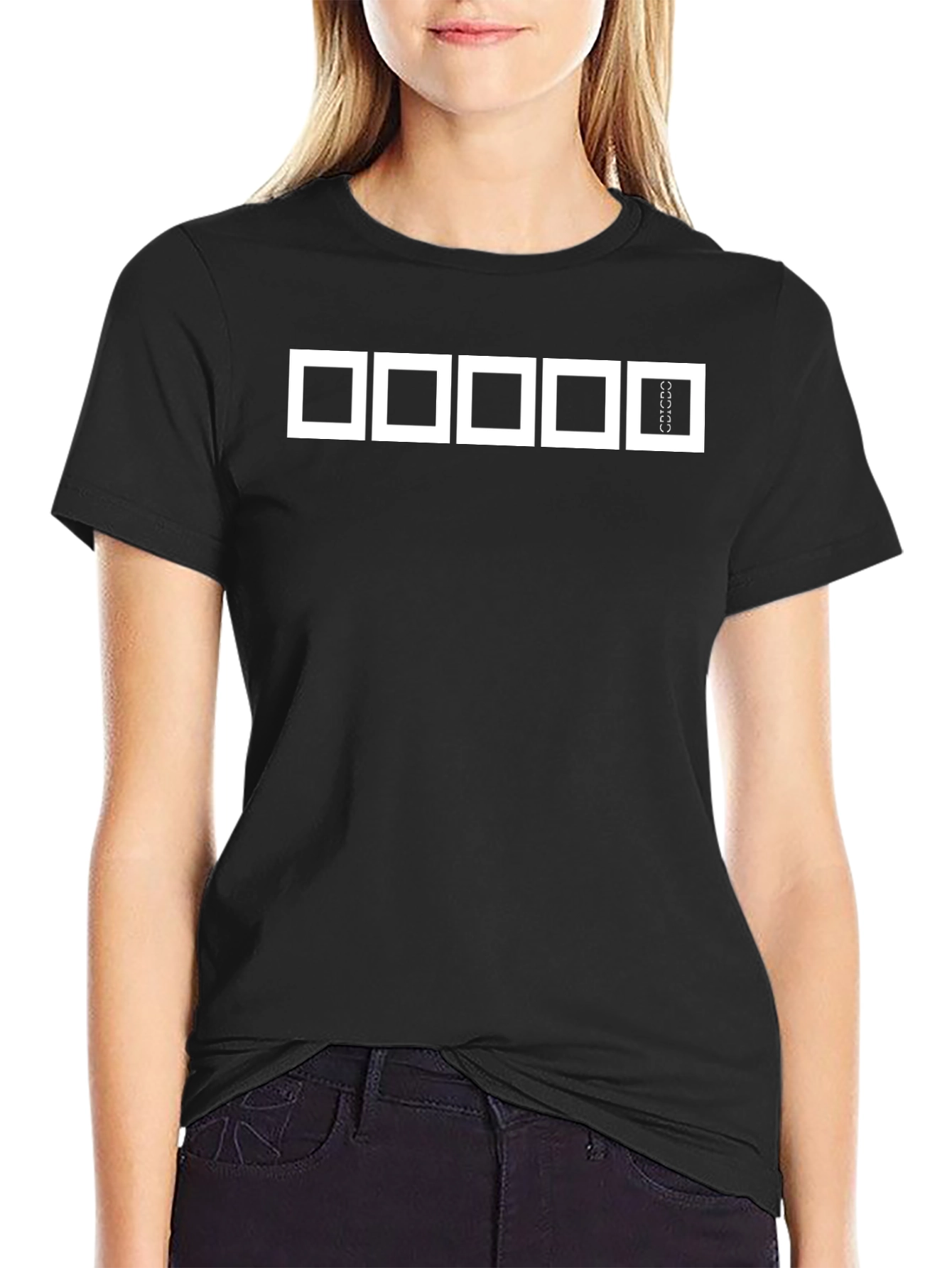 Mens Black T-Shirt with Square Design