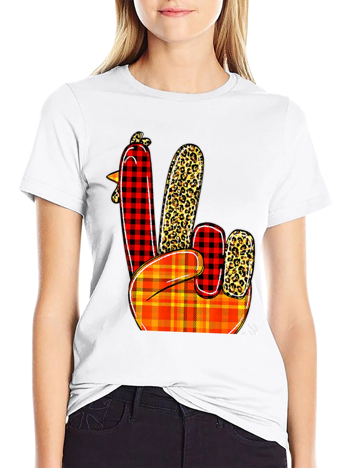 Festive Thanksgiving Turkey Peace Sign T-Shirt