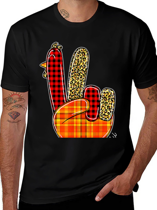 Festive Thanksgiving Turkey Peace Sign T-Shirt