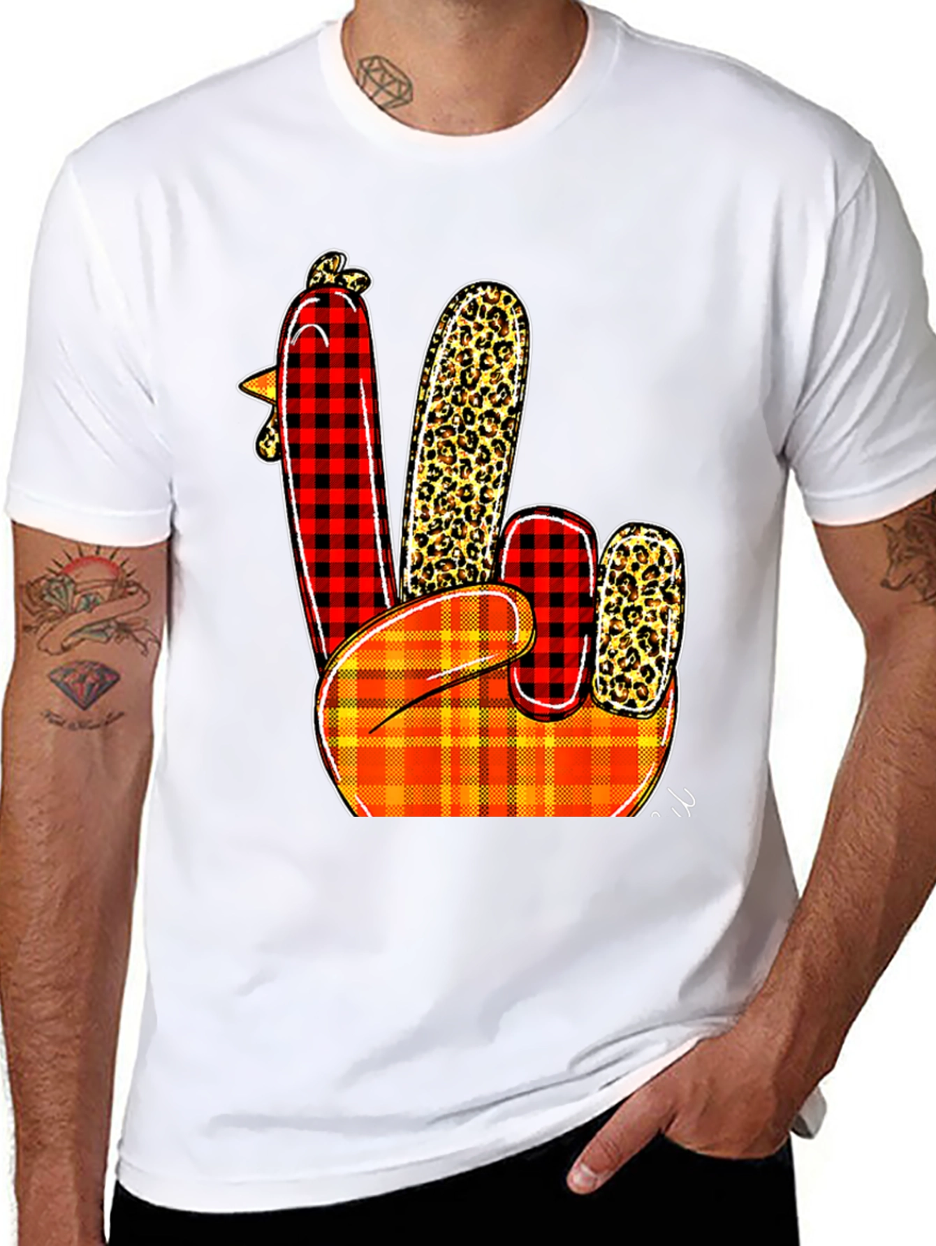 Festive Thanksgiving Turkey Peace Sign T-Shirt
