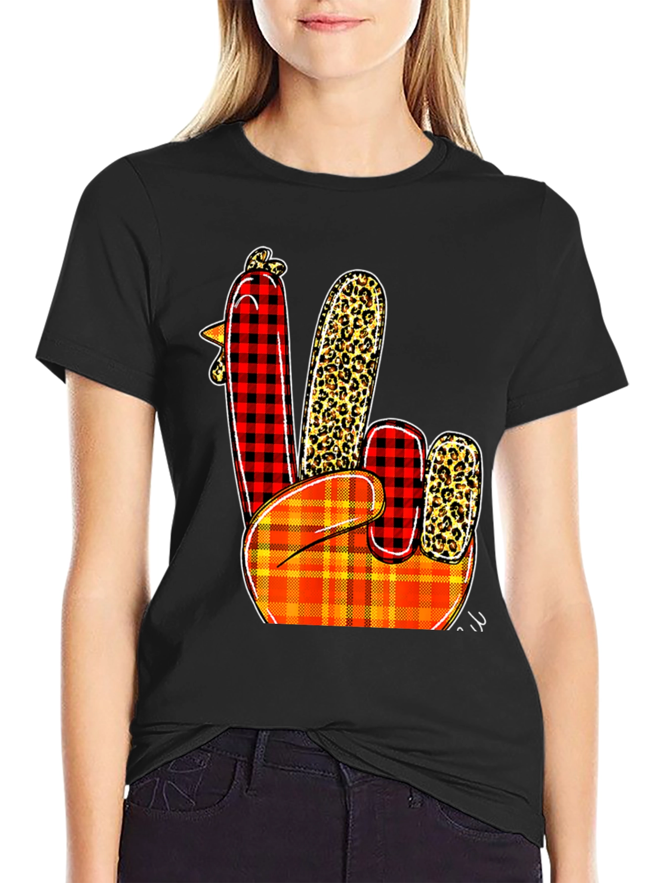Festive Thanksgiving Turkey Peace Sign T-Shirt