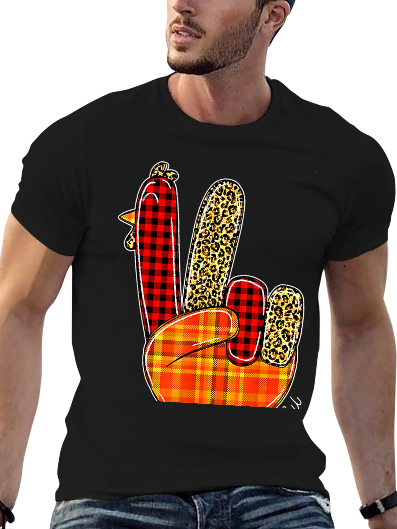 Festive Thanksgiving Turkey Peace Sign T-Shirt