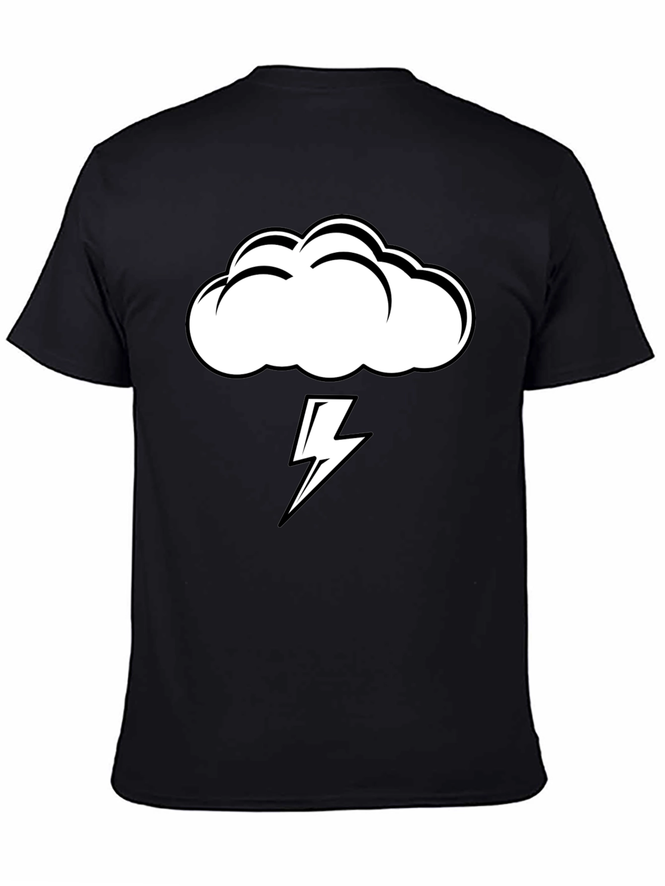 Storm Cloud Lightning Graphic Tee - Black