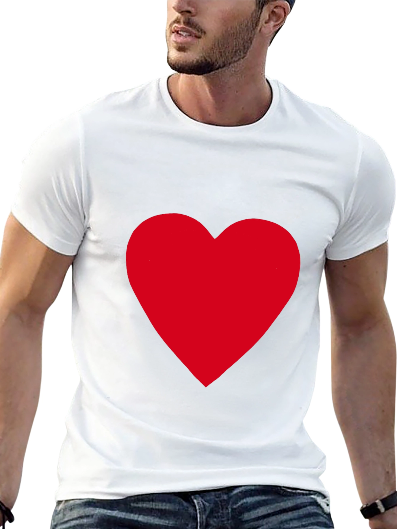 Bold Red Heart on Black T-Shirt