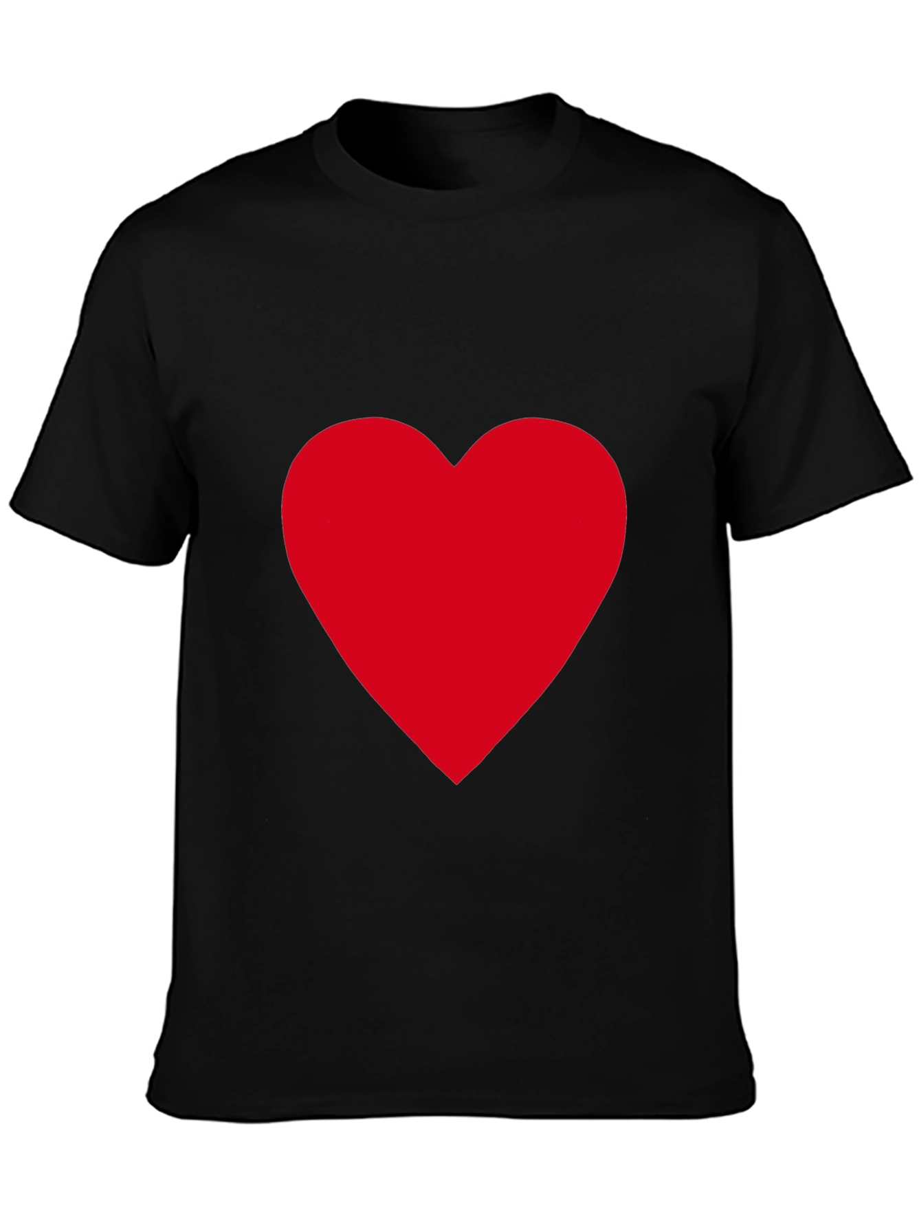 Bold Red Heart on Black T-Shirt