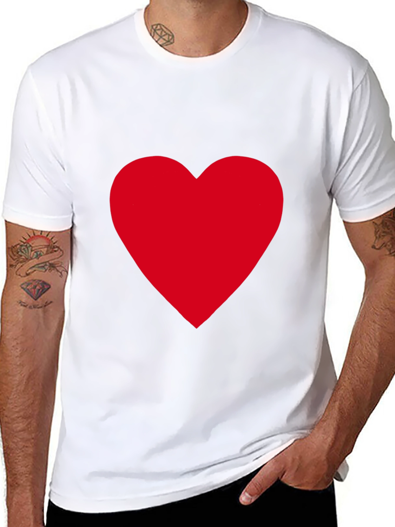 Bold Red Heart on Black T-Shirt