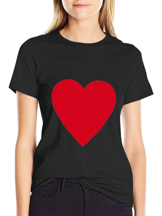 Bold Red Heart on Black T-Shirt