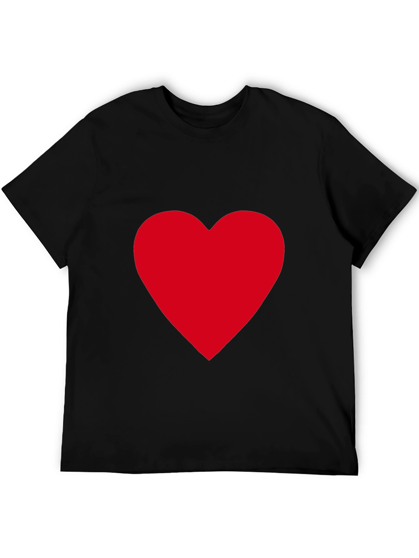 Bold Red Heart on Black T-Shirt