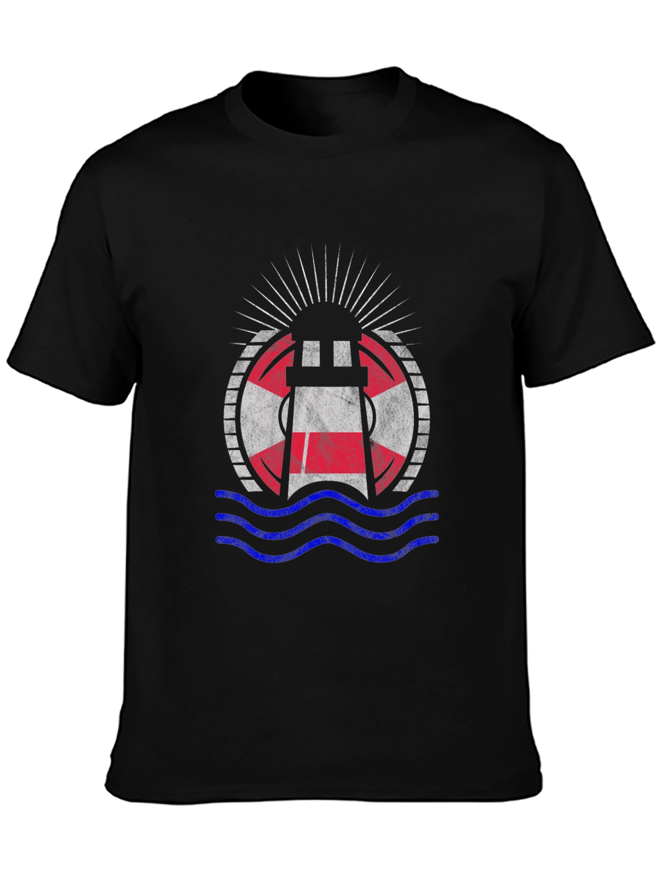 Nautical Lighthouse Graphic Tee - Black