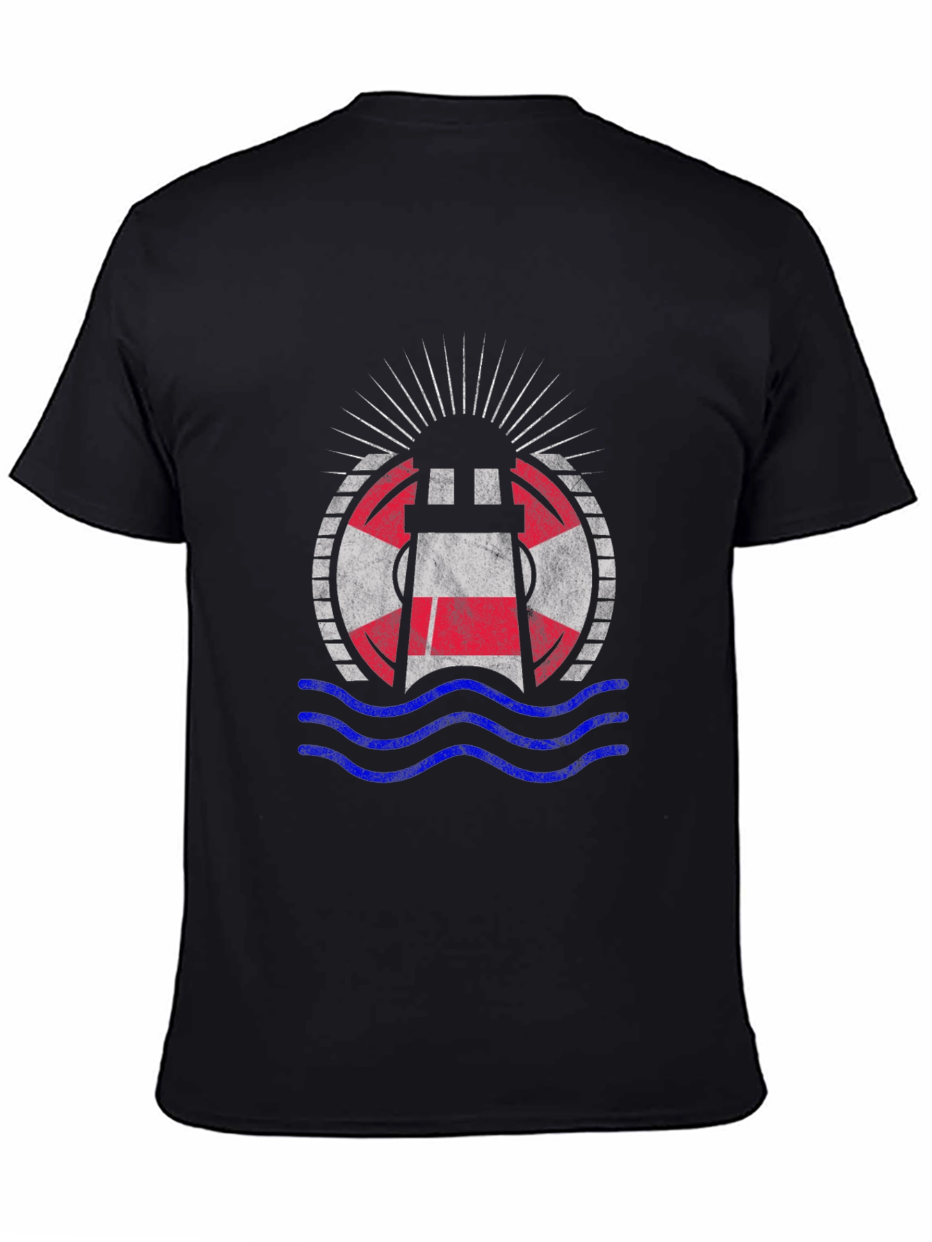 Nautical Lighthouse Graphic Tee - Black