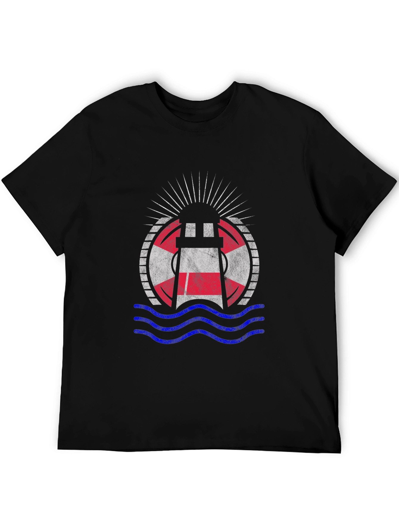 Nautical Lighthouse Graphic Tee - Black