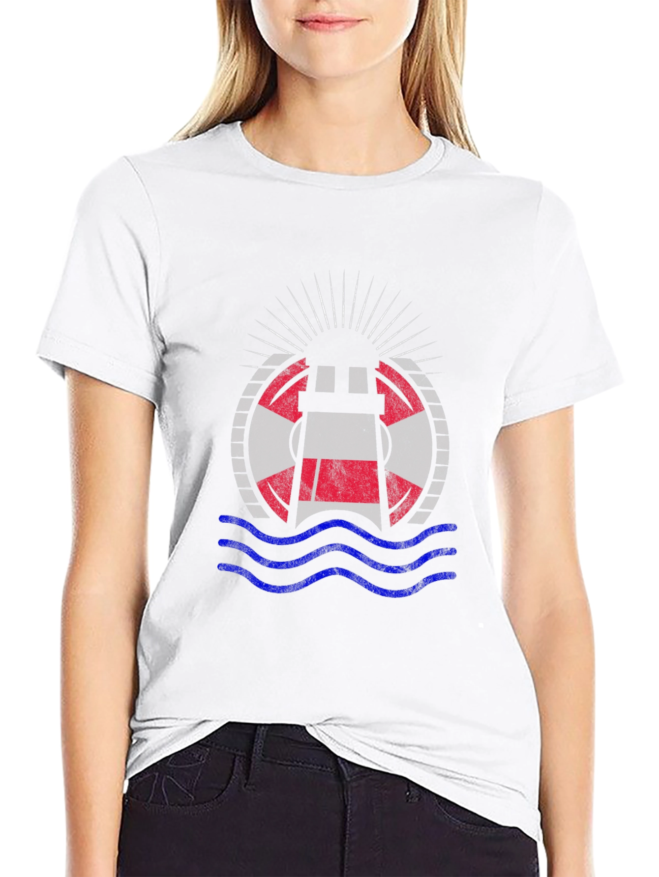 Nautical Lighthouse Graphic Tee - Black