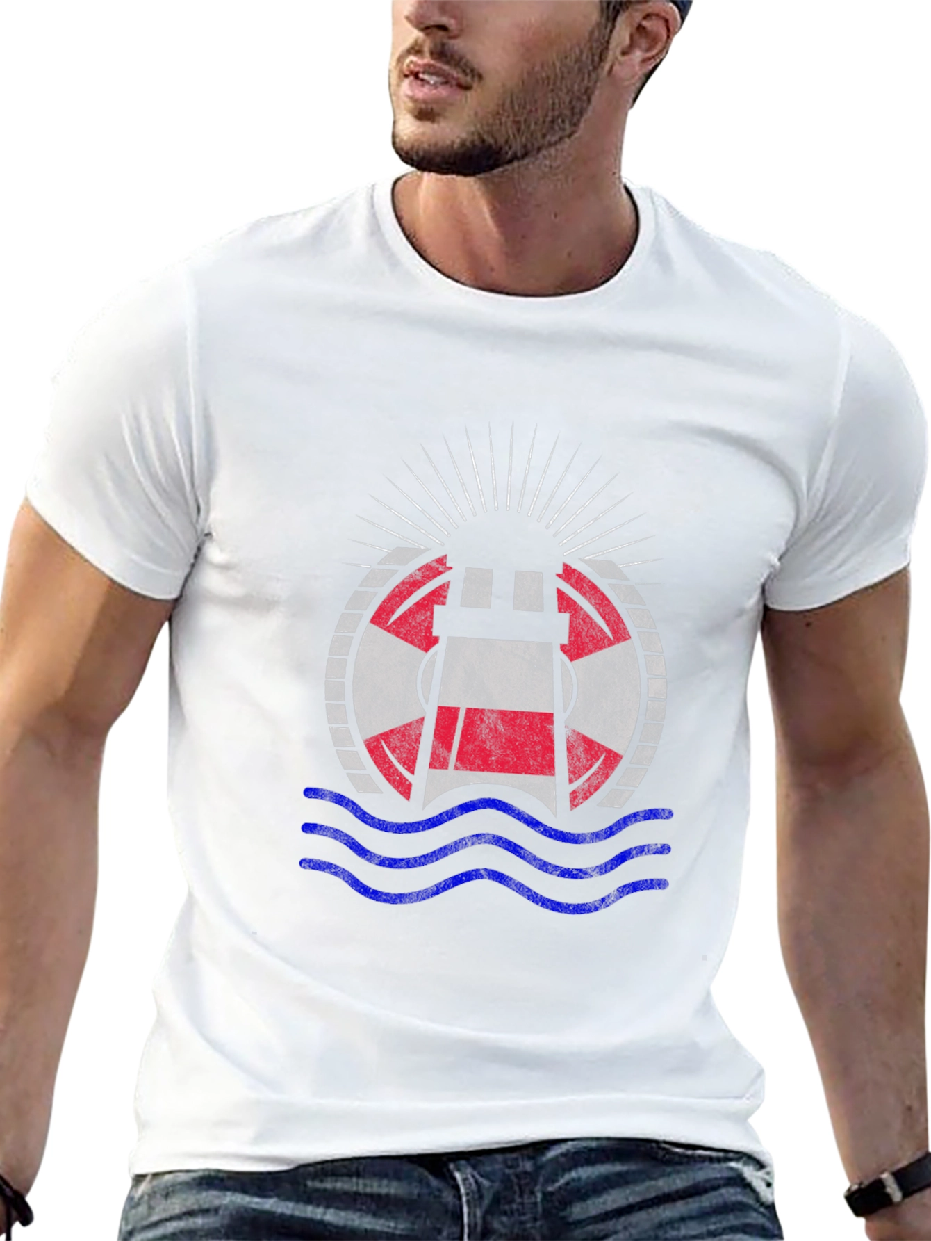 Nautical Lighthouse Graphic Tee - Black
