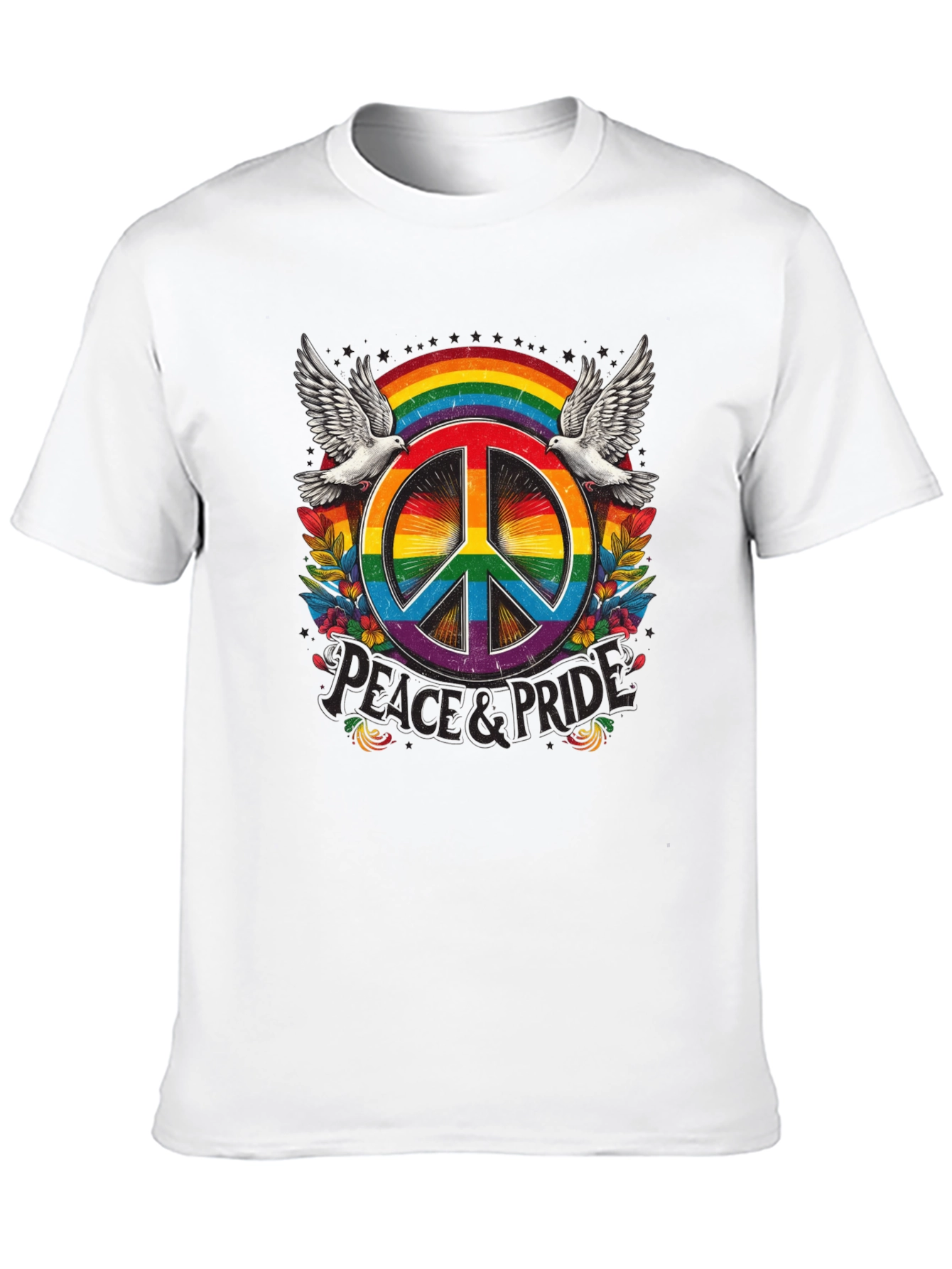 Peace & Pride Rainbow Graphic Tee