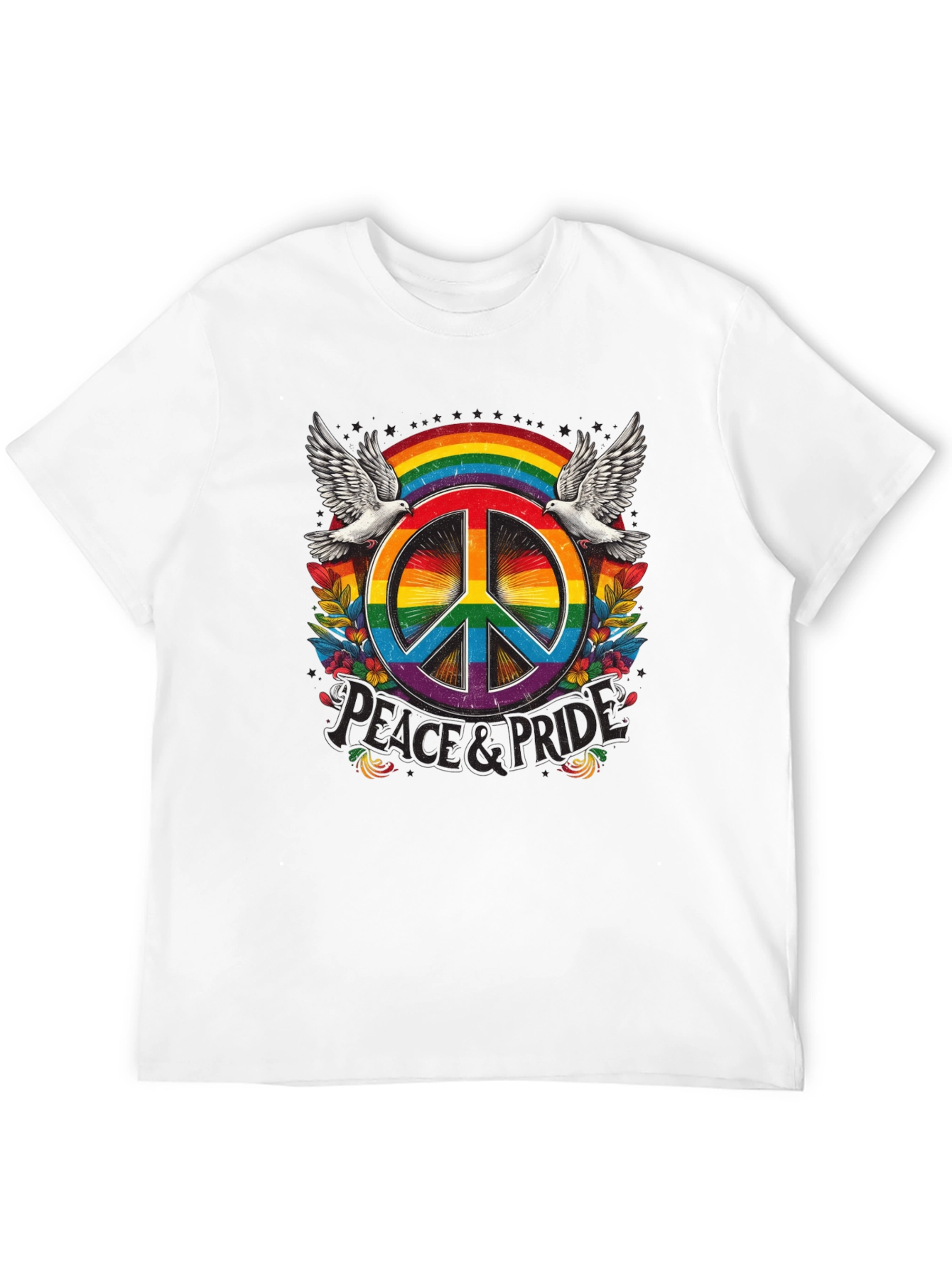 Peace & Pride Rainbow Graphic Tee