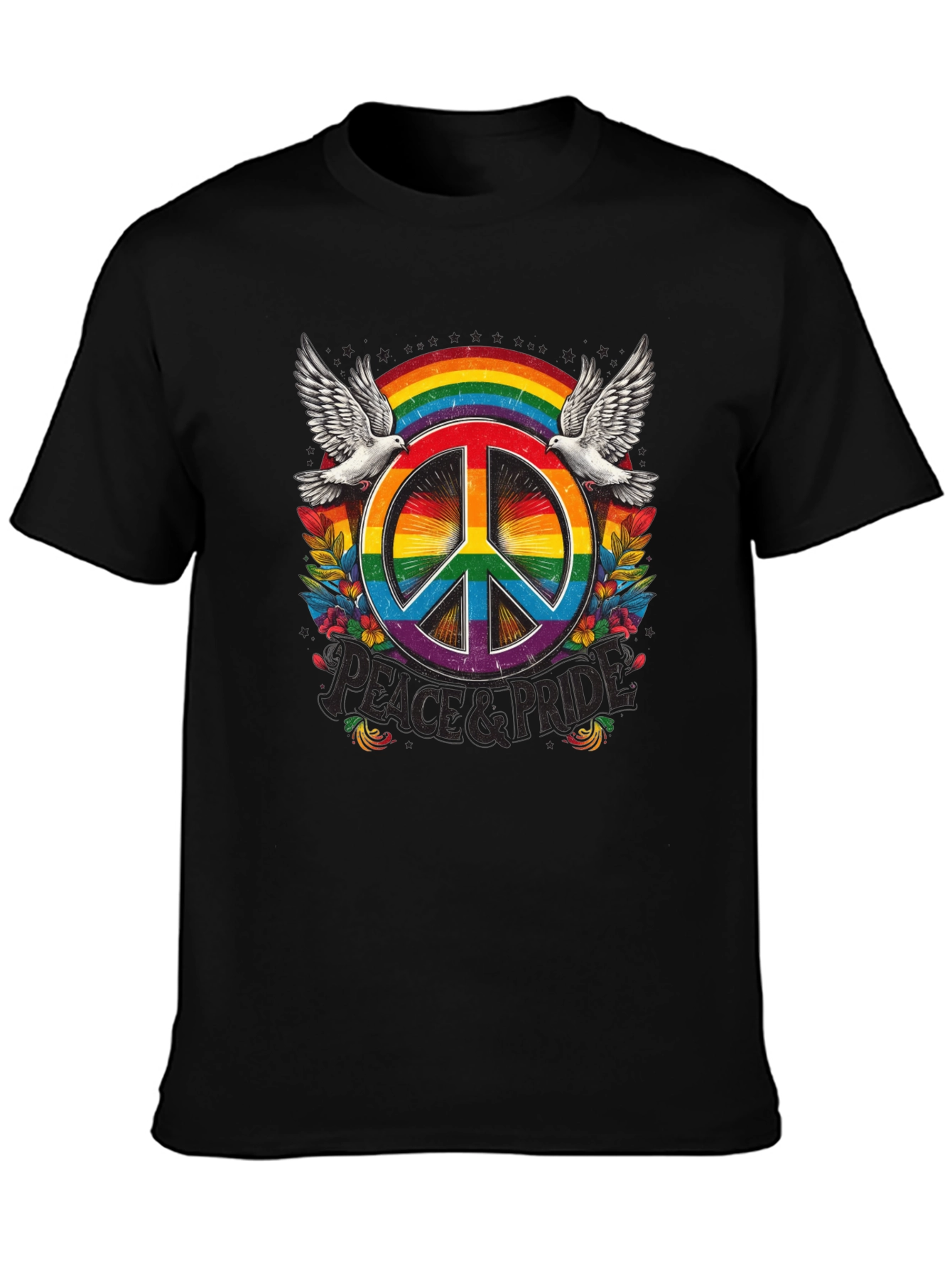 Peace & Pride Rainbow Graphic Tee