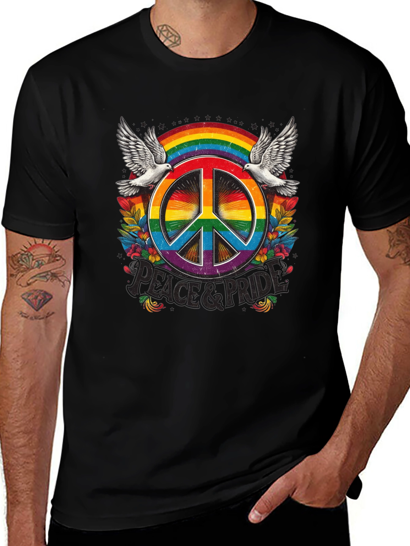 Peace & Pride Rainbow Graphic Tee