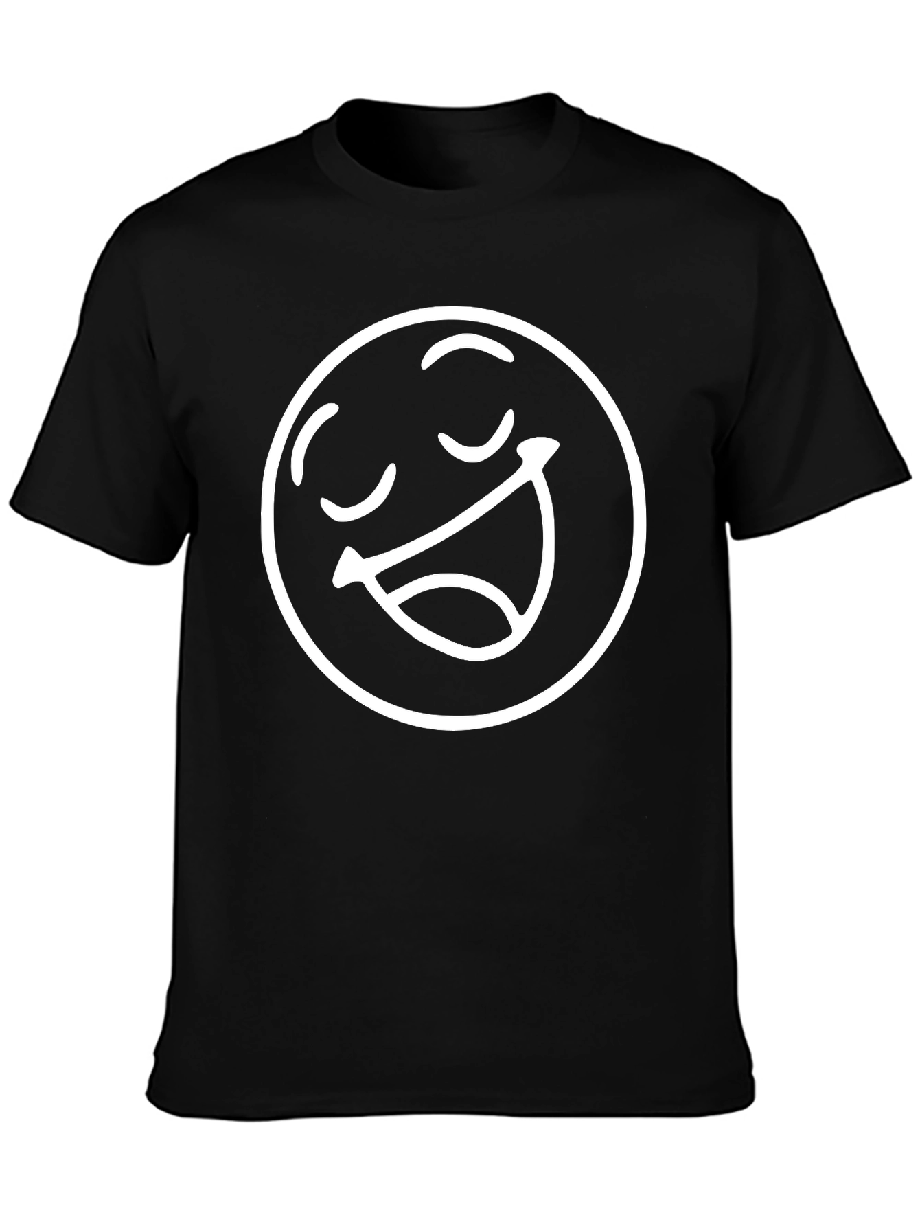 Smiley Face Graphic Tee - Casual Black T-Shirt