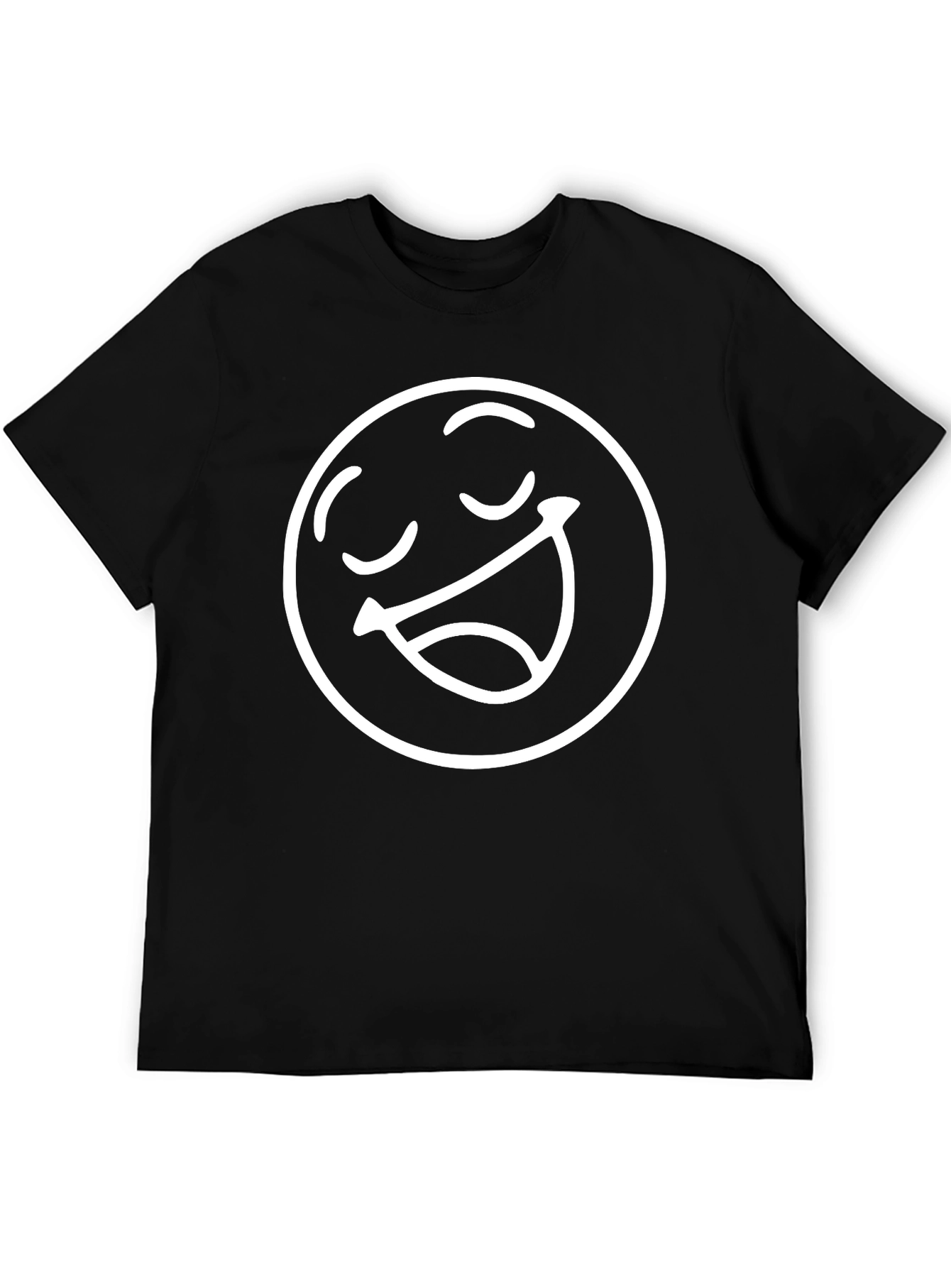 Smiley Face Graphic Tee - Casual Black T-Shirt