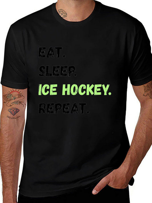 Eat Sleep Ice Hockey Repeat Black T-Shirt