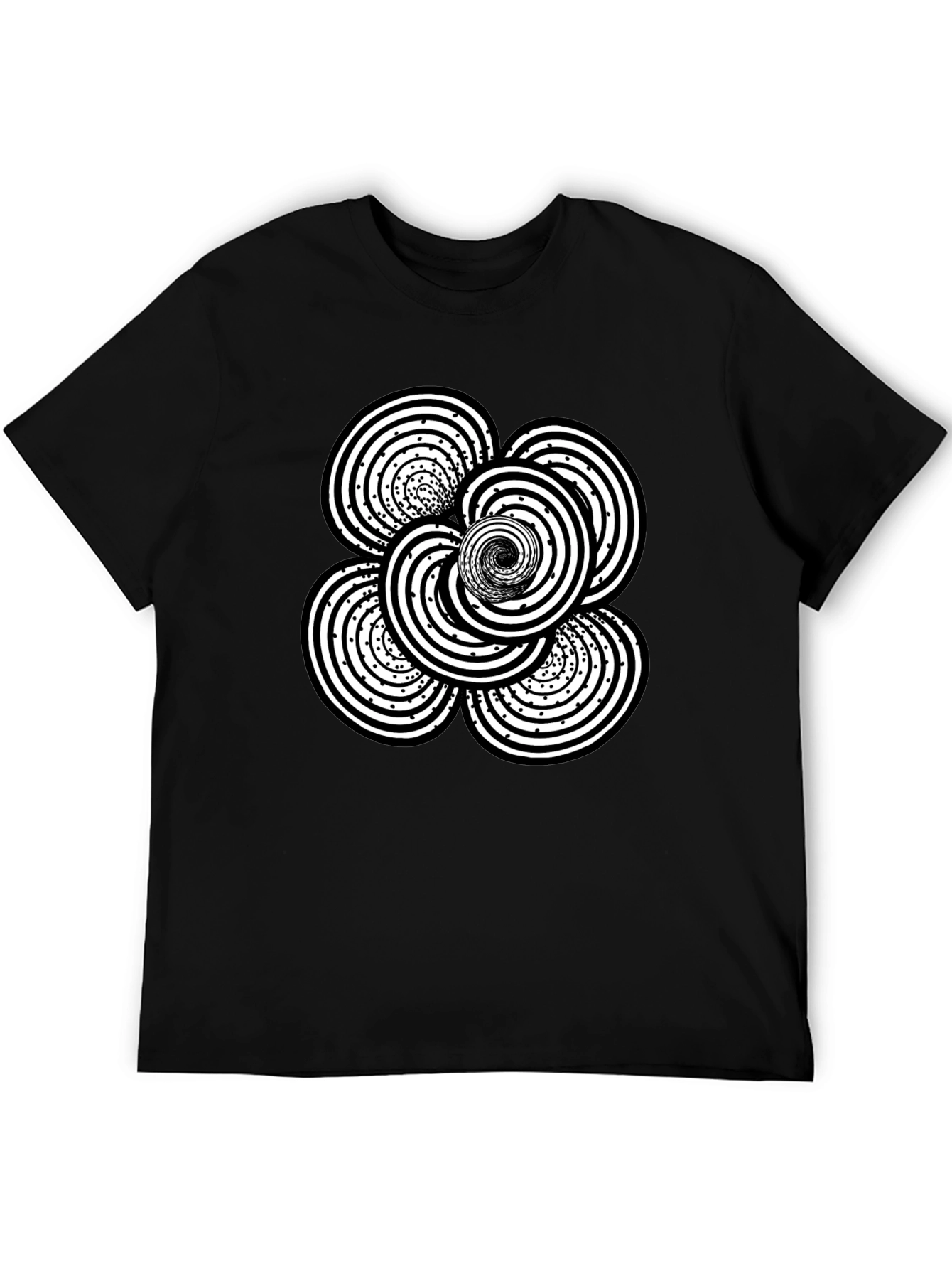 Abstract Swirl Graphic Black T-Shirt