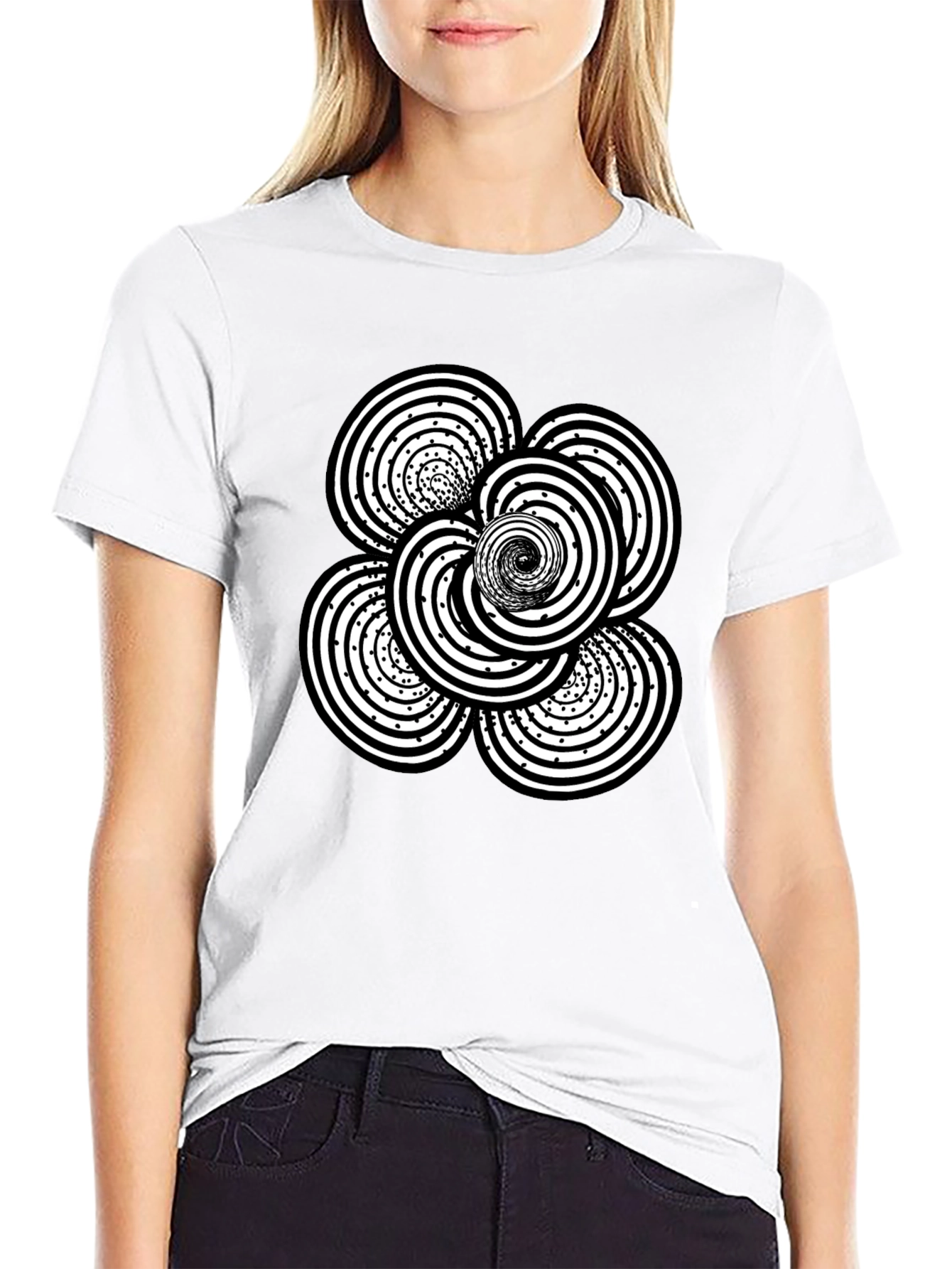 Abstract Swirl Graphic Black T-Shirt