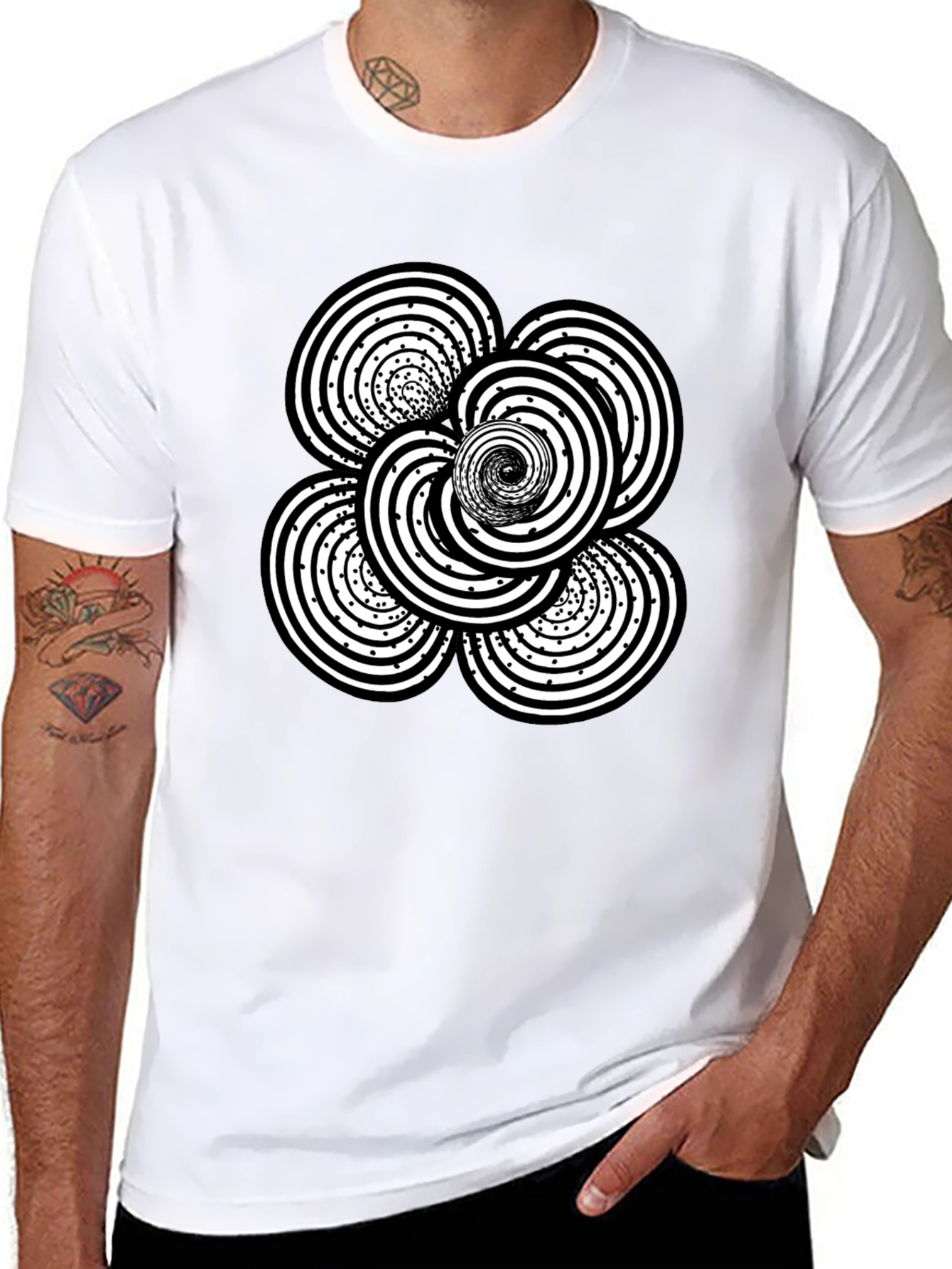 Abstract Swirl Graphic Black T-Shirt