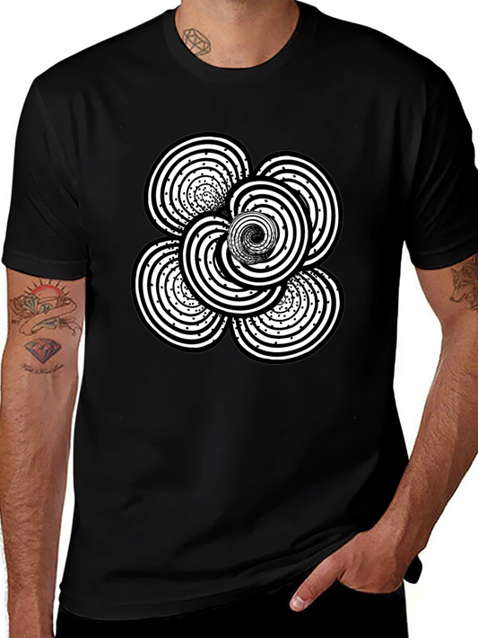 Abstract Swirl Graphic Black T-Shirt