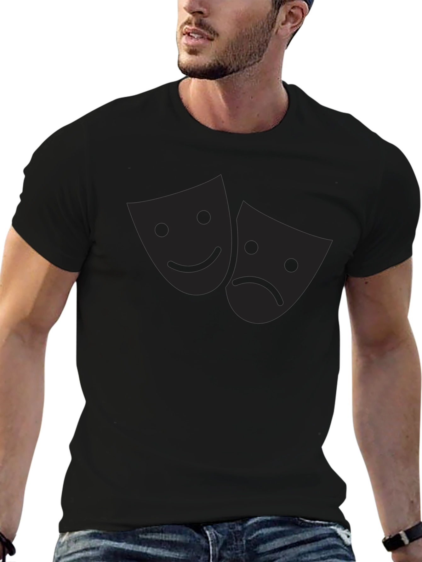 Comedy Tragedy Masks Graphic Tee - Black T-Shirt