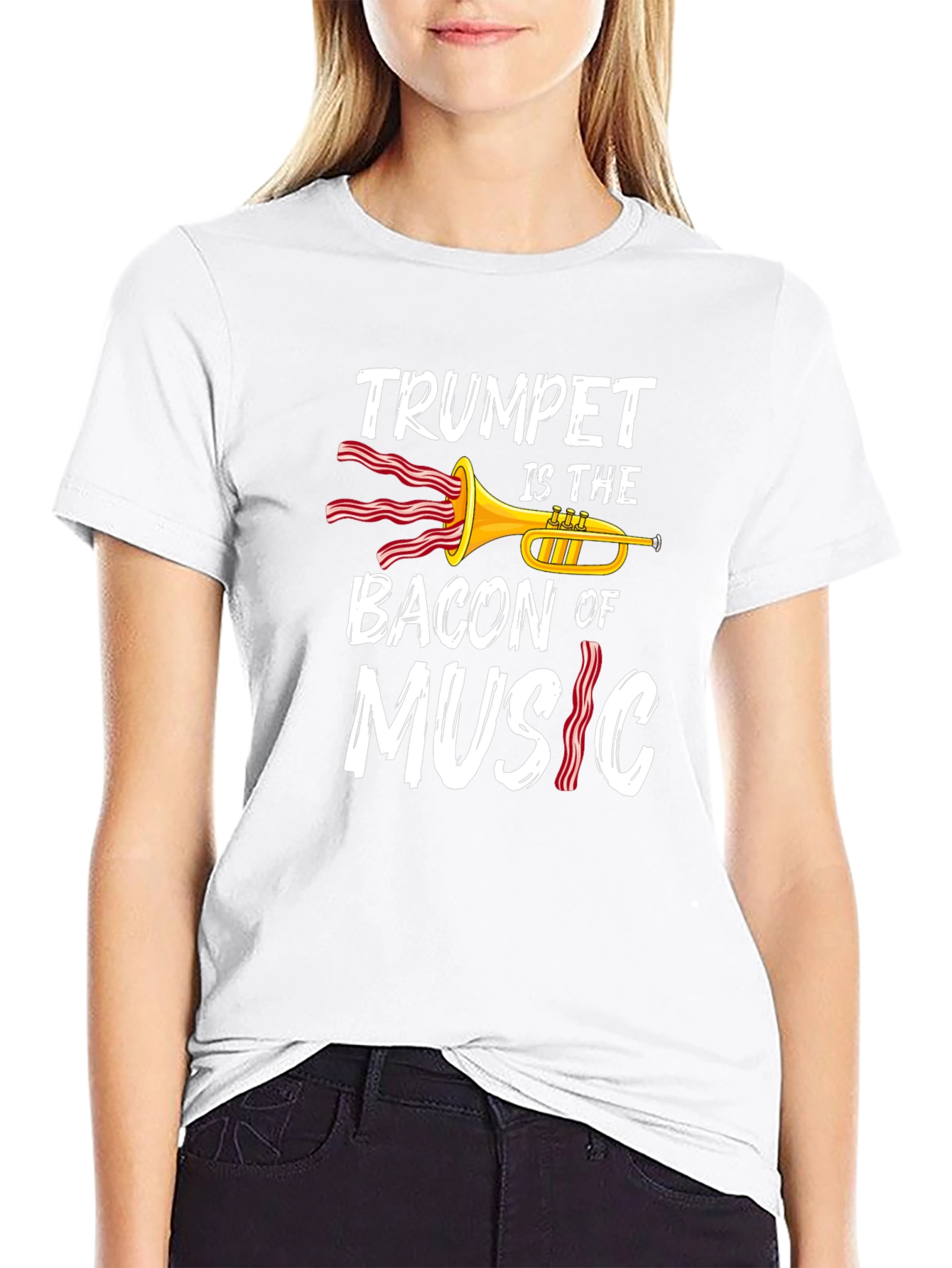 Trumpet Bacon Music Graphic Tee