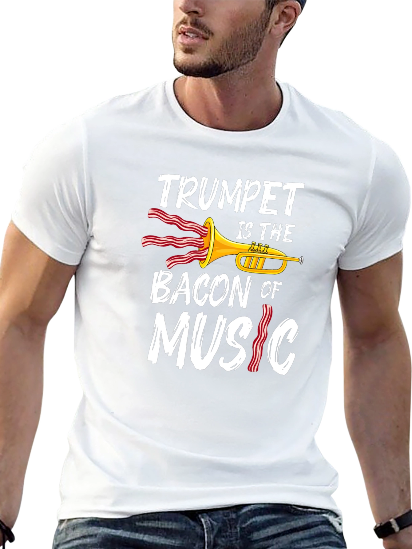 Trumpet Bacon Music Graphic Tee