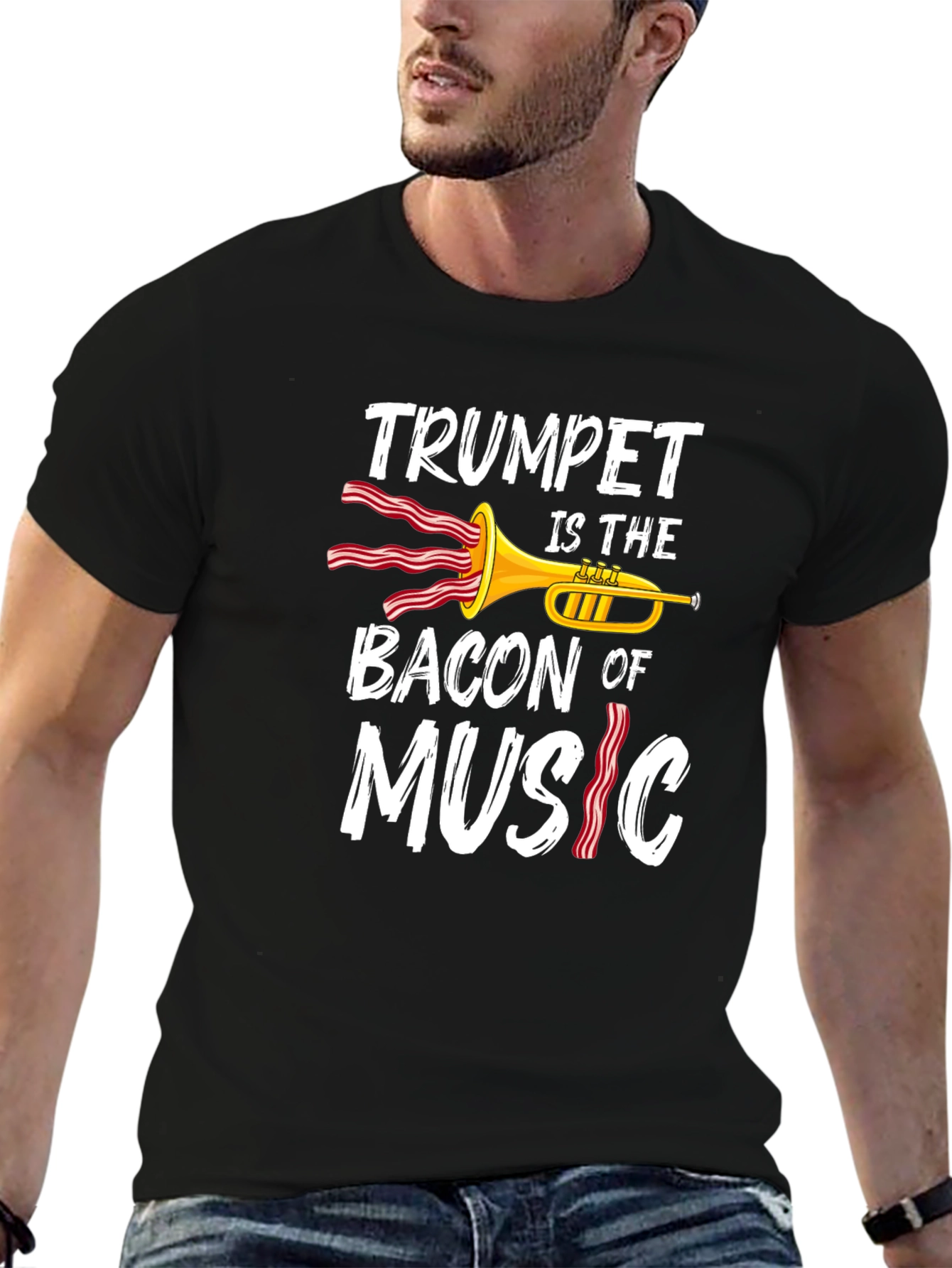 Trumpet Bacon Music Graphic Tee